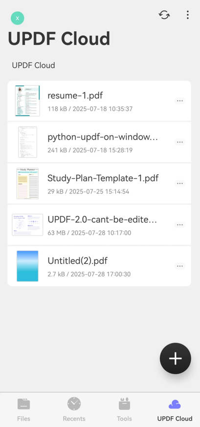 Upload the PDF to UPDF Cloud on Android