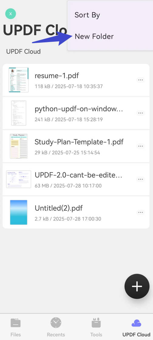 new folder updf cloud android