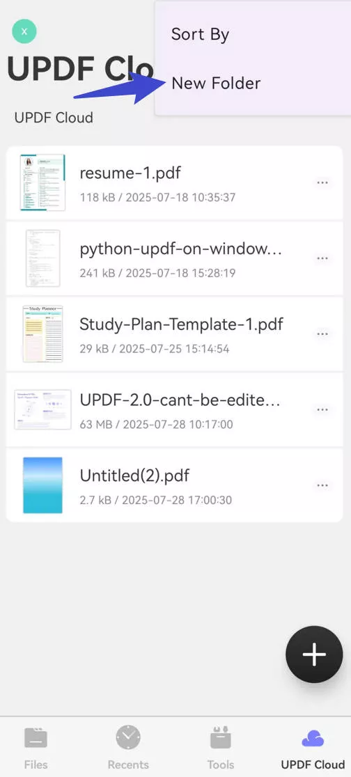 new folder updf cloud android