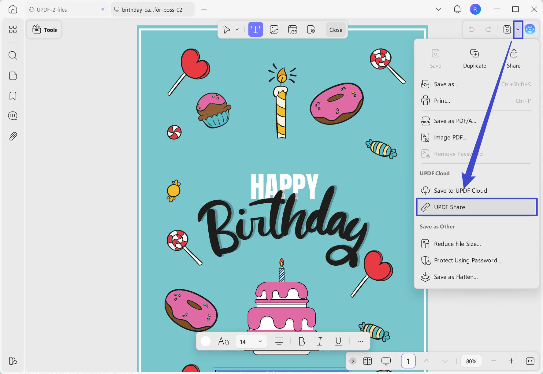 share the PDF card with your grandson