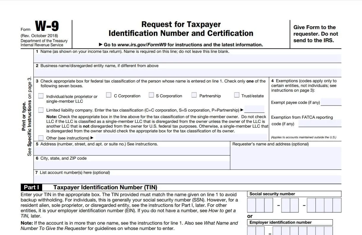 fill out w9