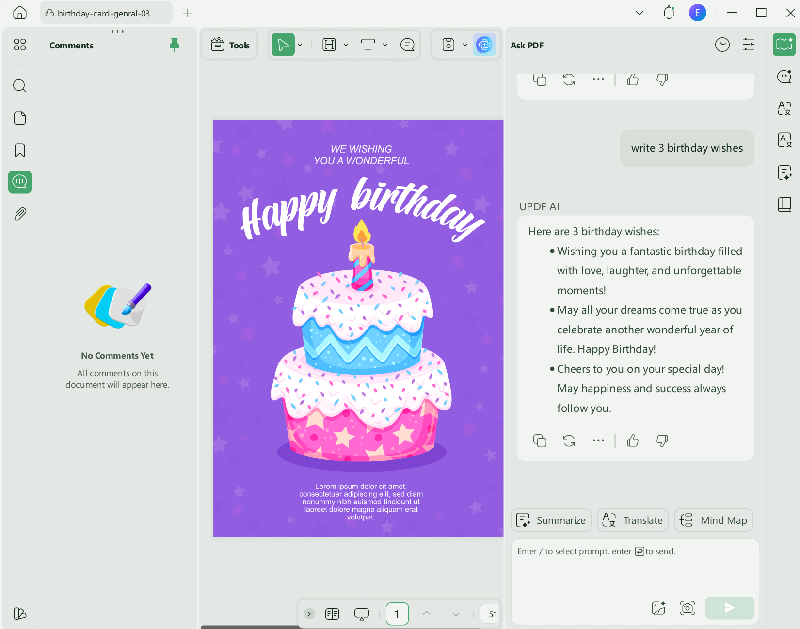 create birthday wishes with ai