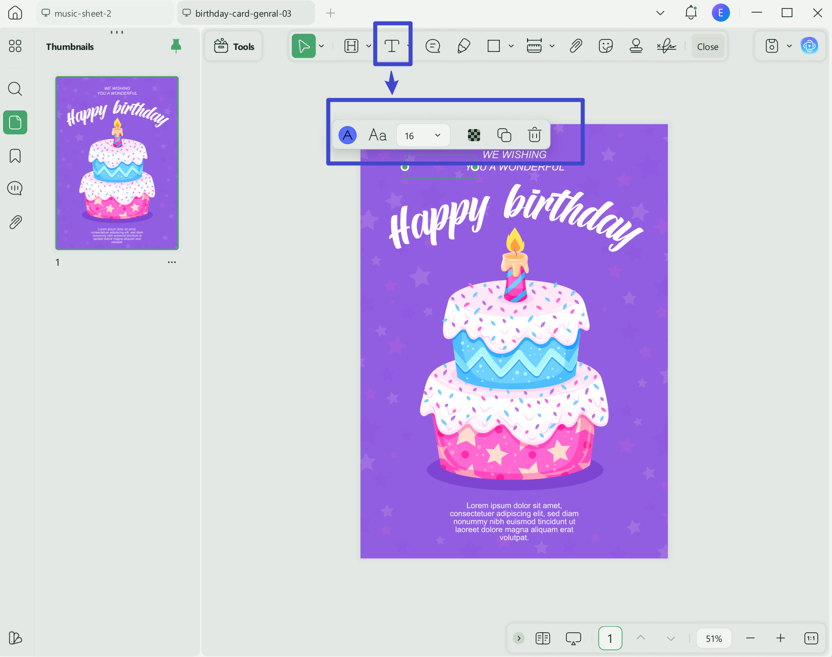 add text to the pdf birthday wishes for my son