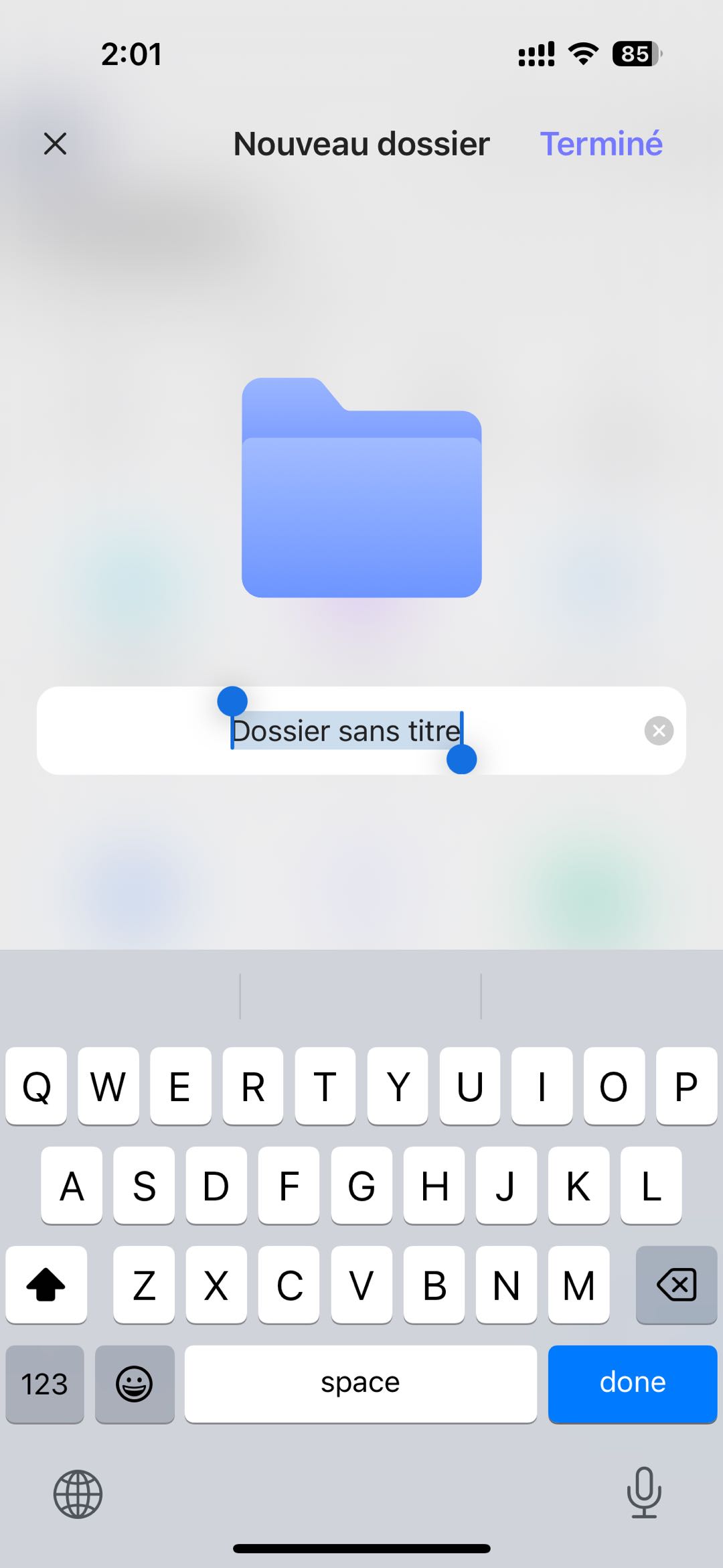 nom du dossier