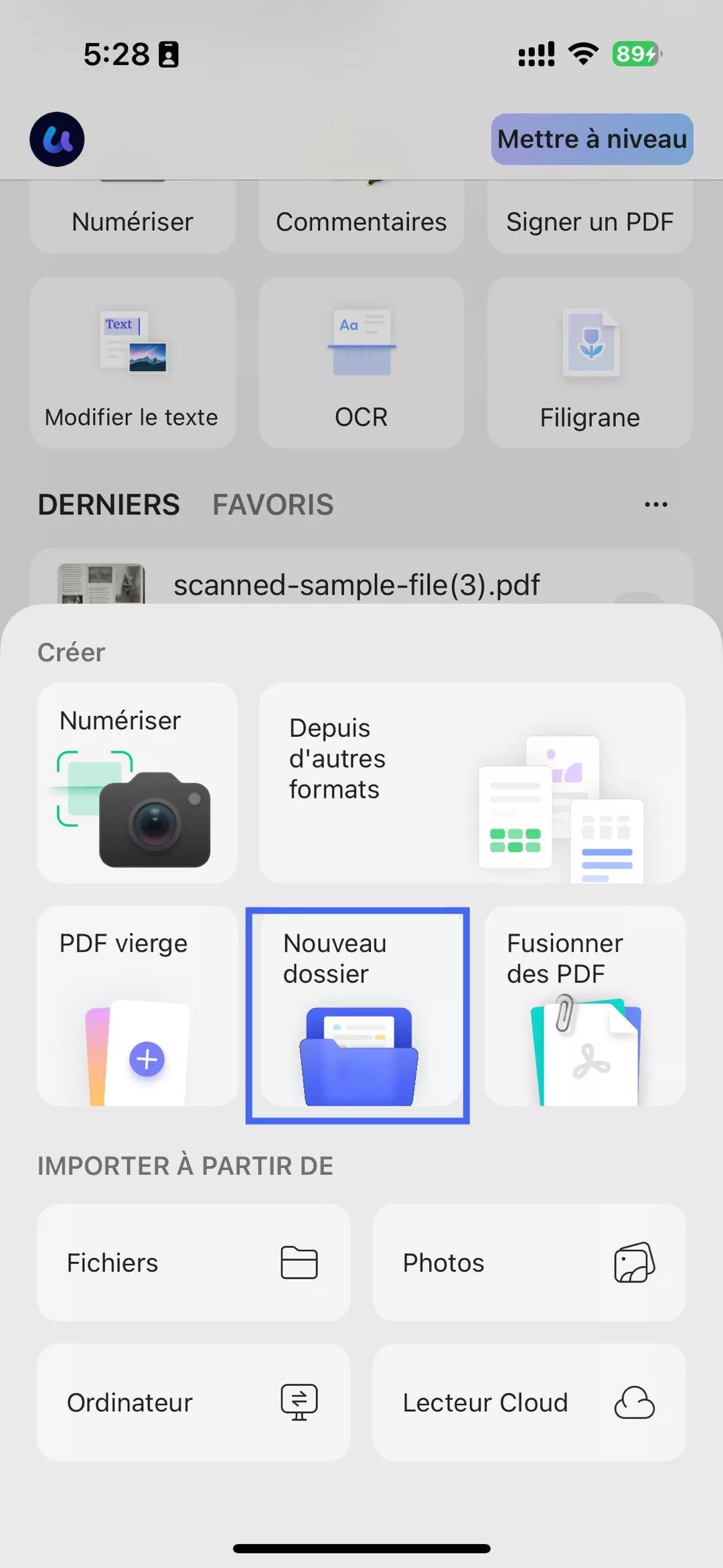 updf-créer-un-nouveau-dossier