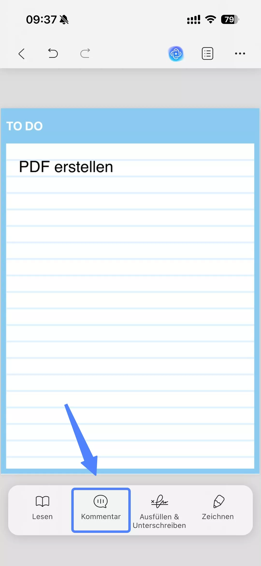 auf die Option „Kommentar“ Klicken 