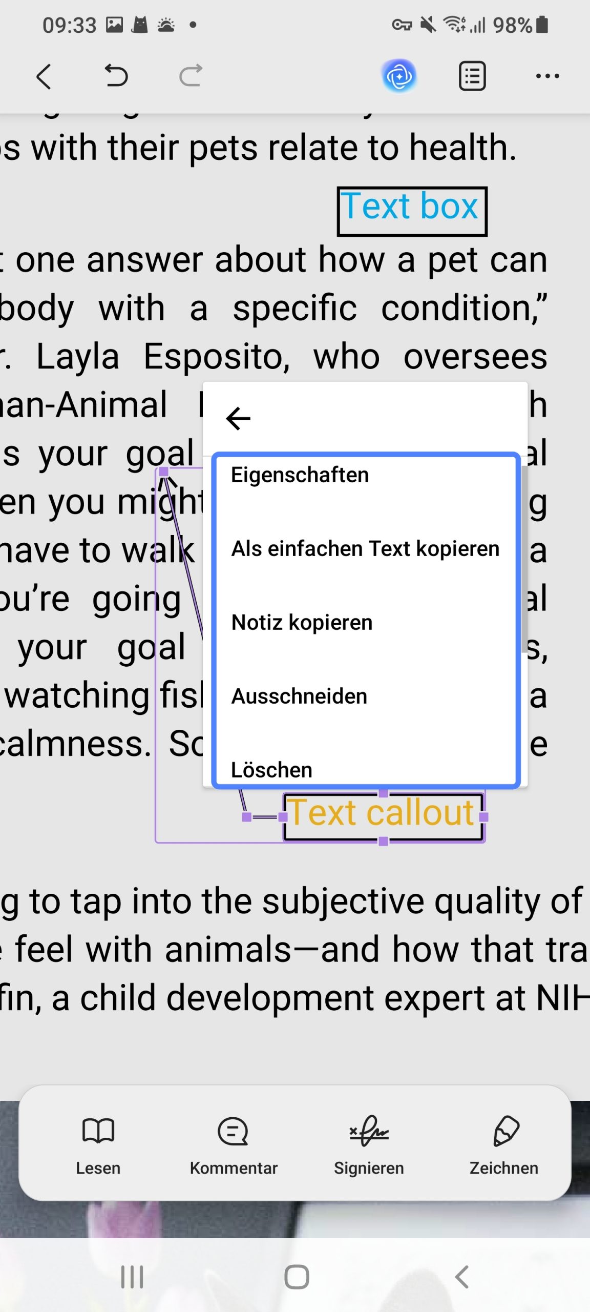 Textlegende hinzufügen