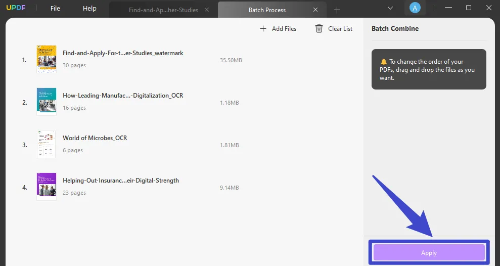 PDF Datei staple erstellen mit UPDF