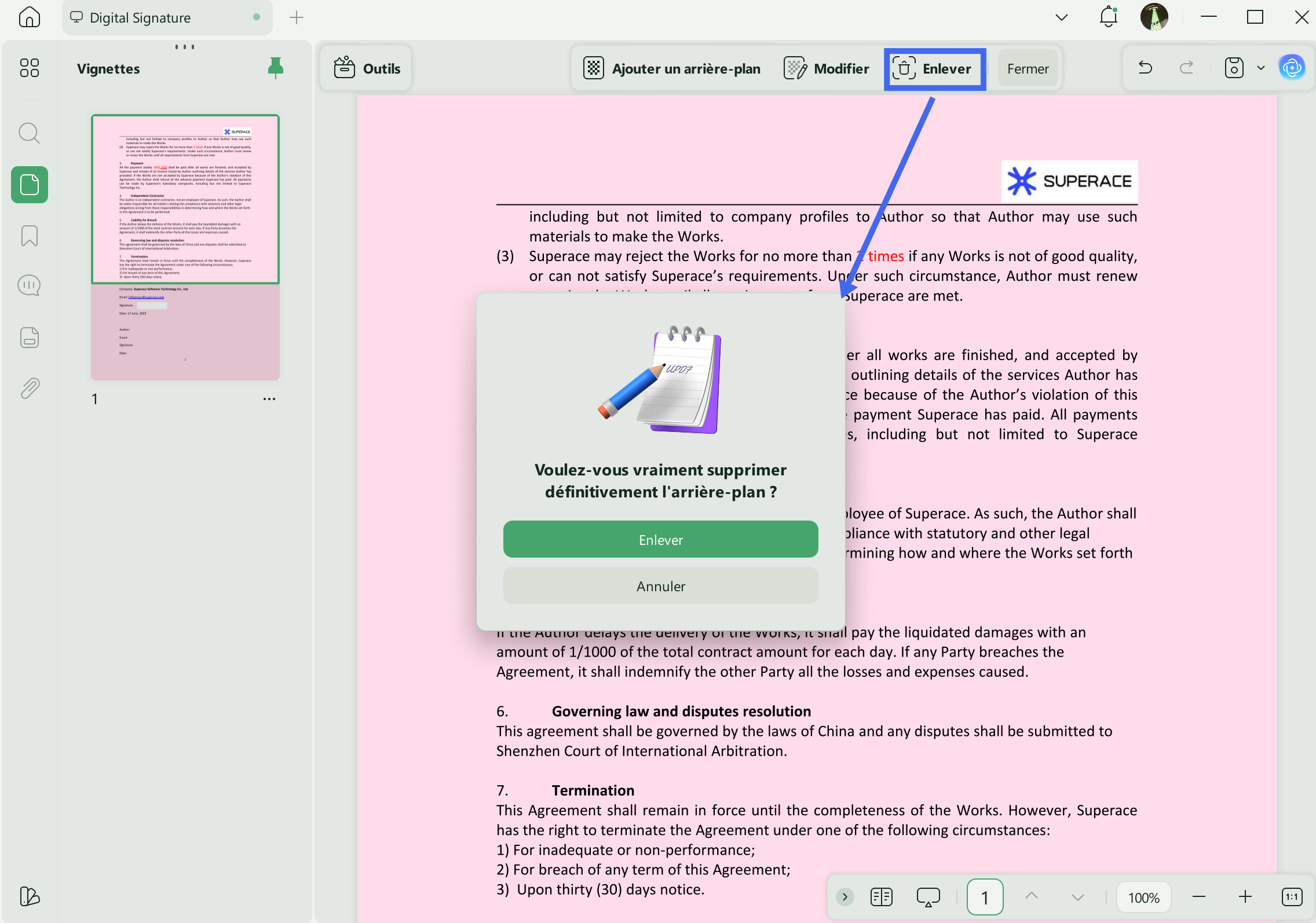 supprimer l'arrière-plan d'un PDF