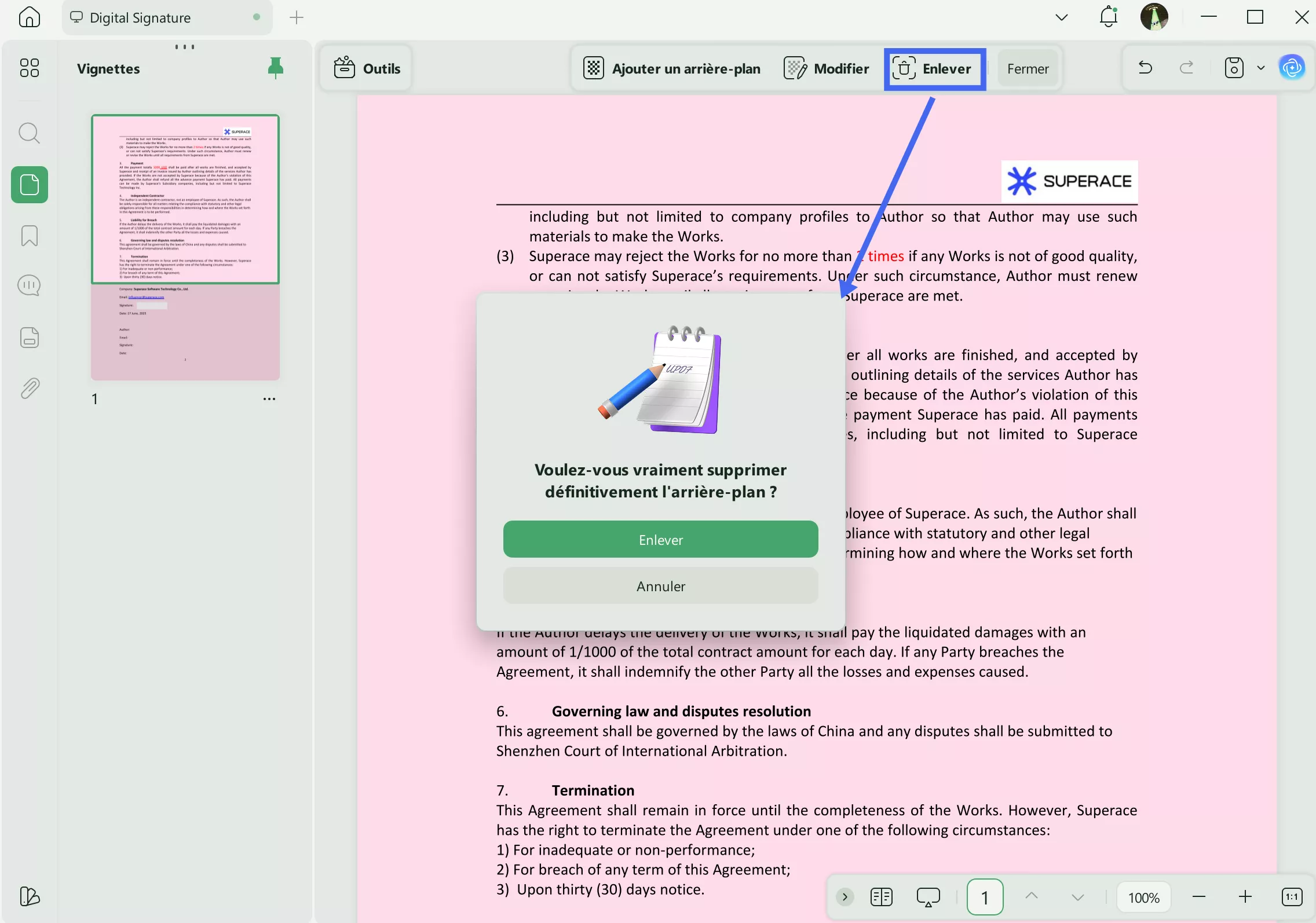 supprimer l'arrière-plan d'un PDF