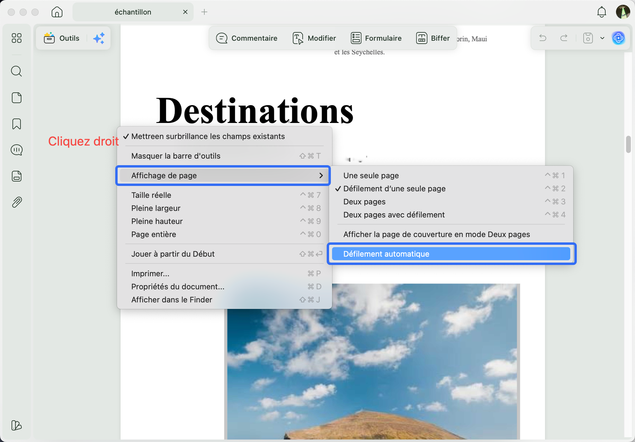 défilement automatique PDF UPDF Mac