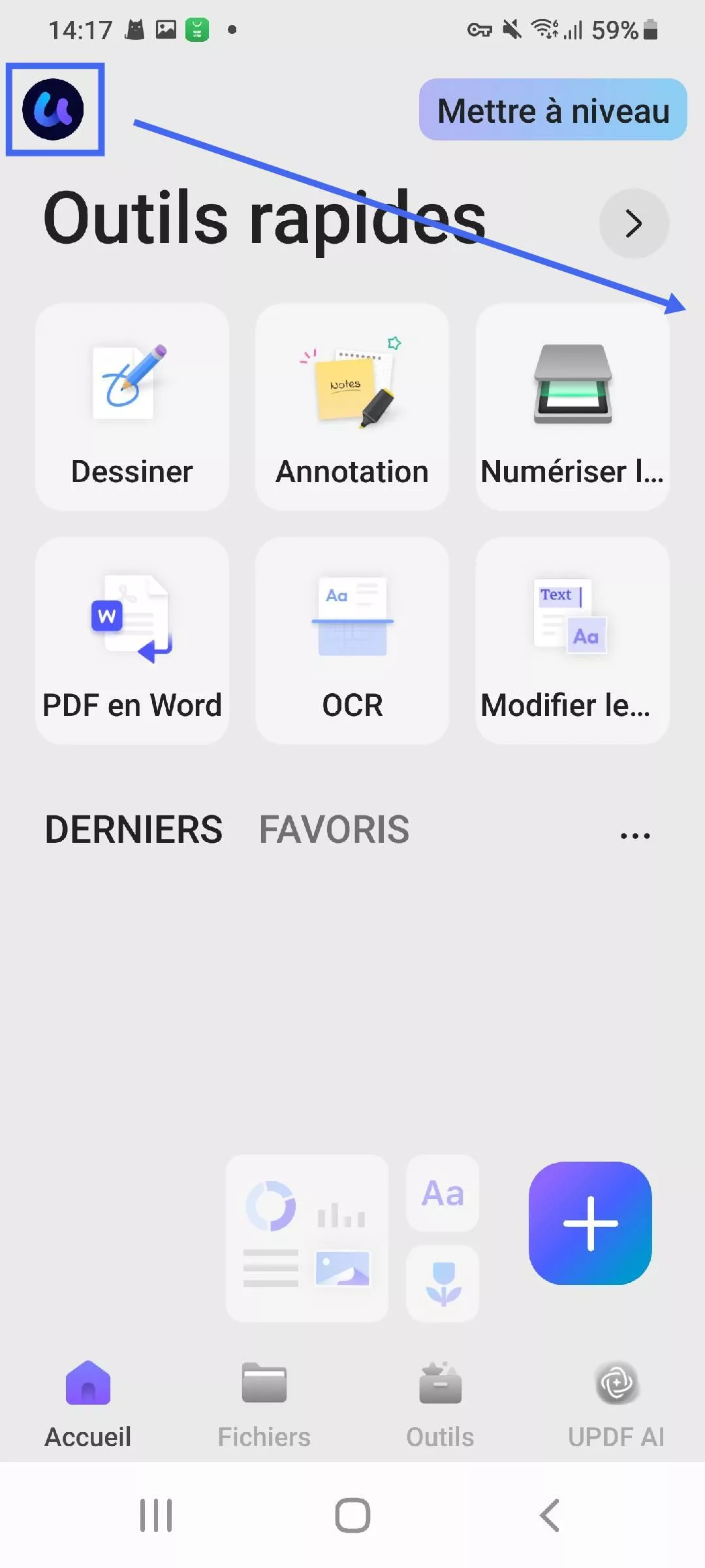 Se connecter à updf sur Android