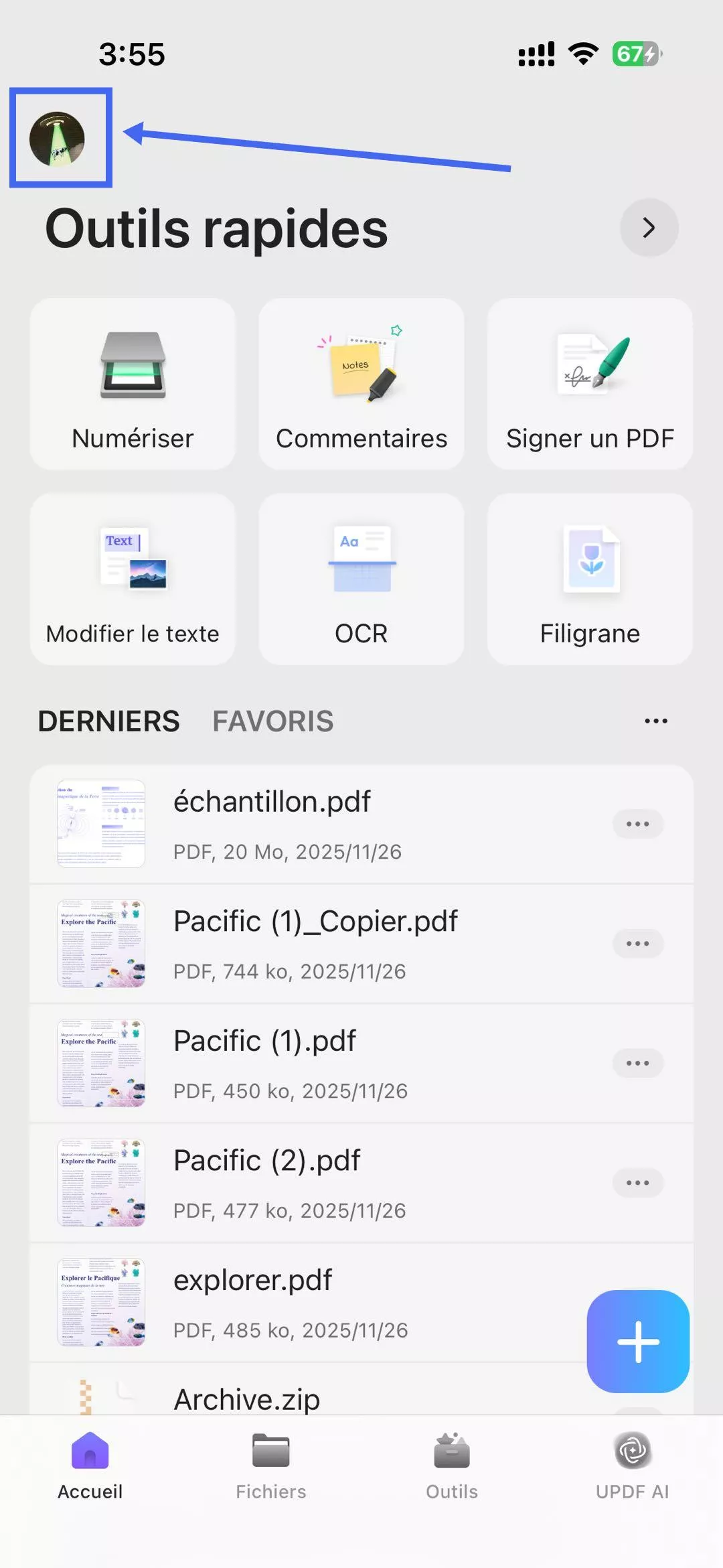 Paramètres iOS de mise à jour
