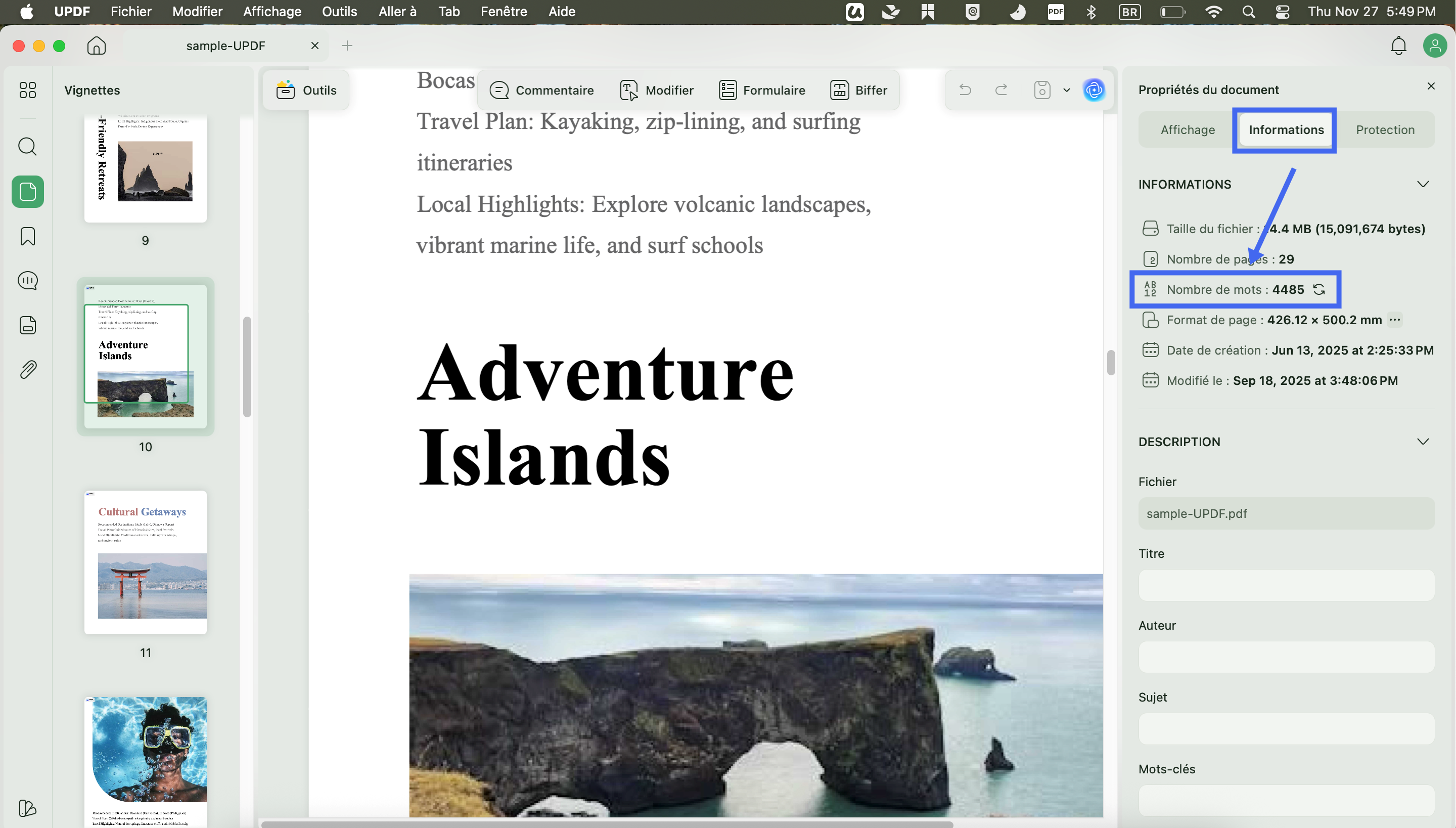 check pdf word count mac