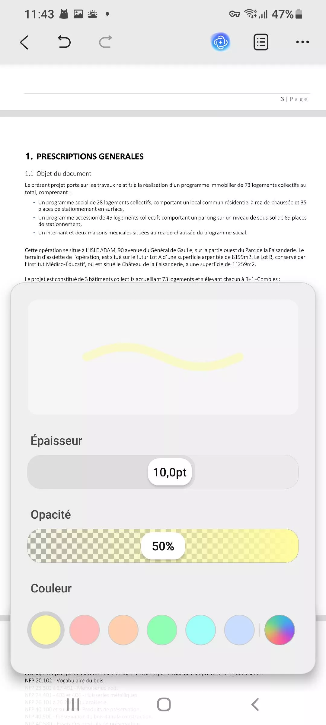modifier la couleur du crayon