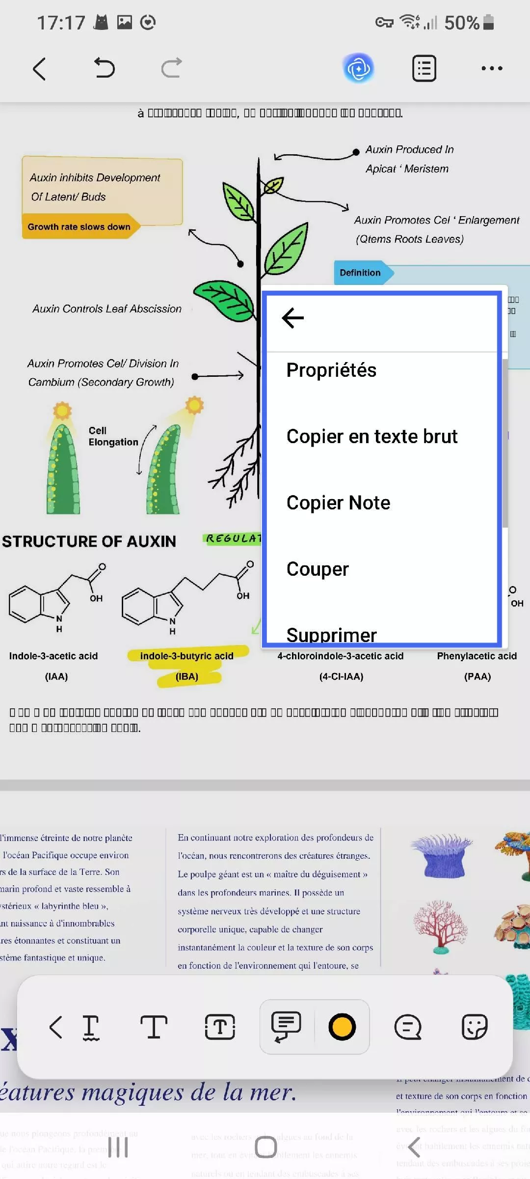 modifier le texte de l'encadré