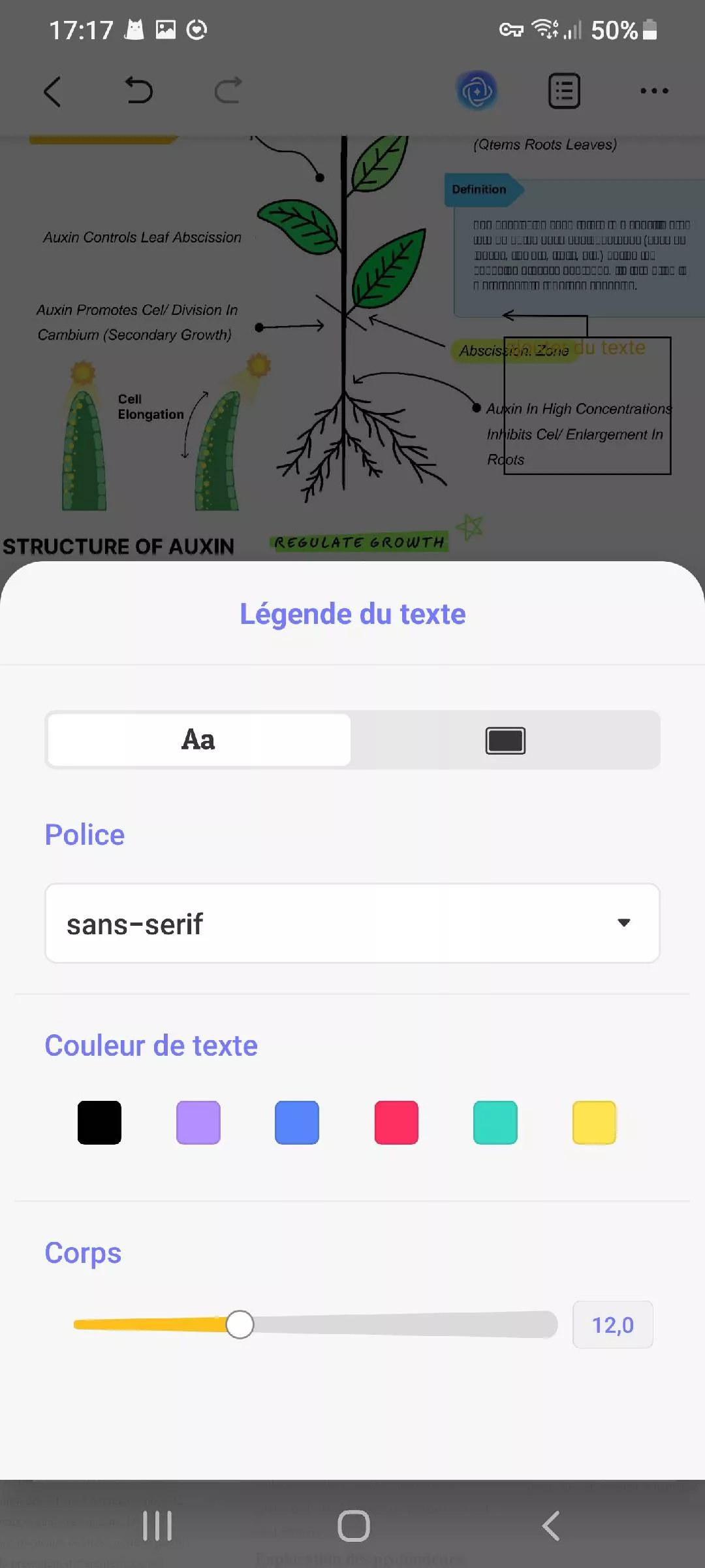 modifier le texte de l'encadré