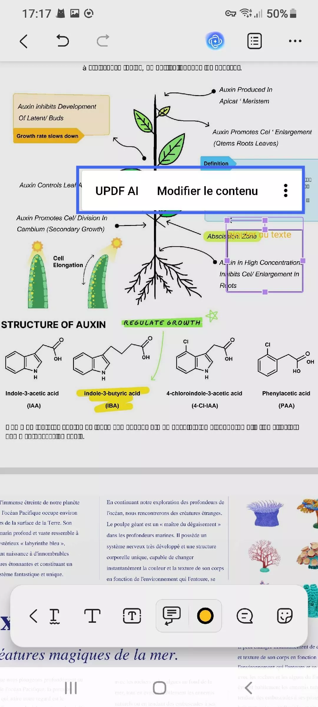 modifier le texte de l'encadré