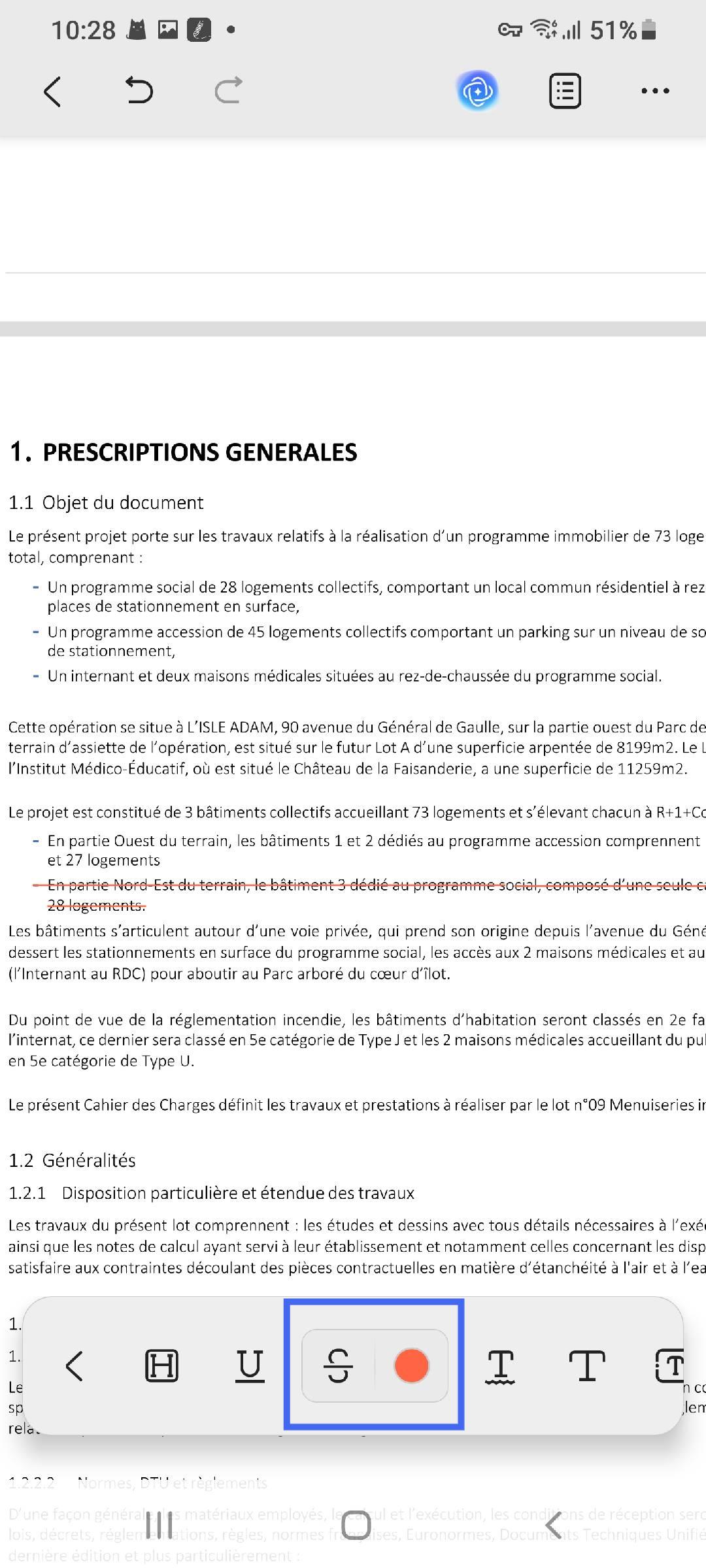 texte barré