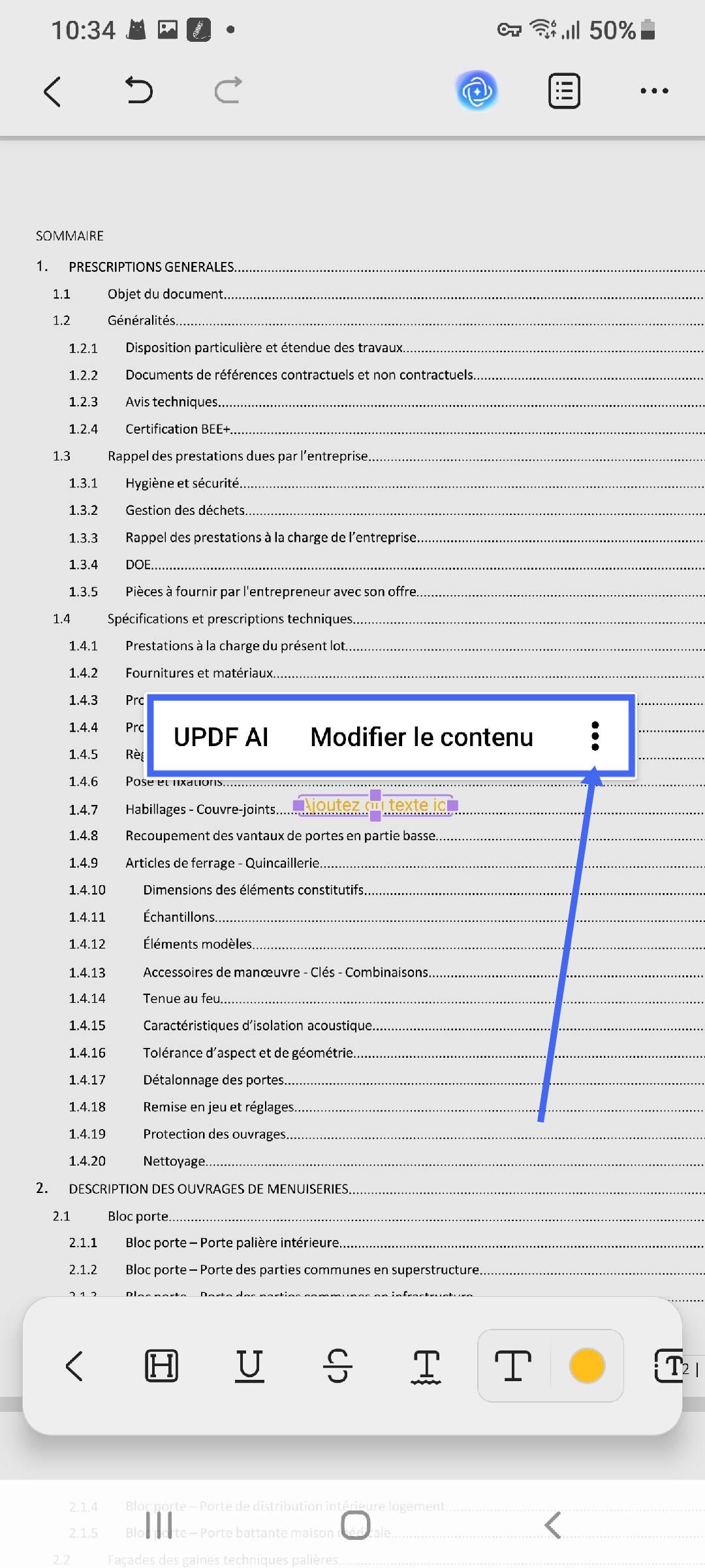 modifier le texte du commentaire