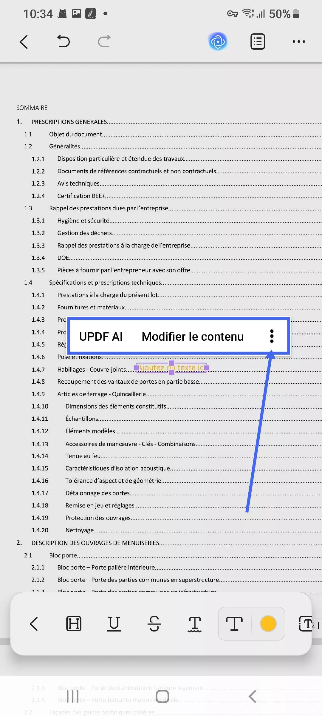 modifier le texte du commentaire