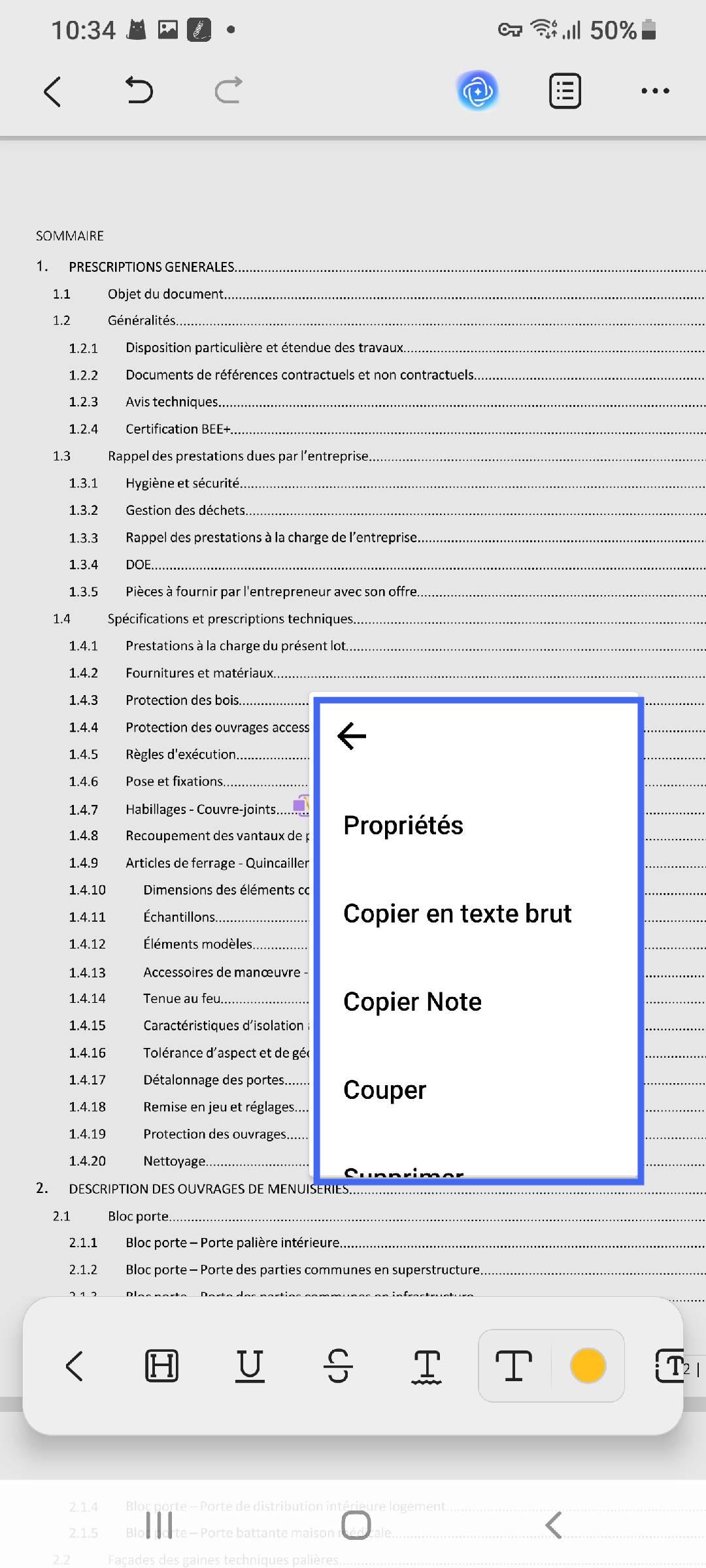 modifier le texte du commentaire