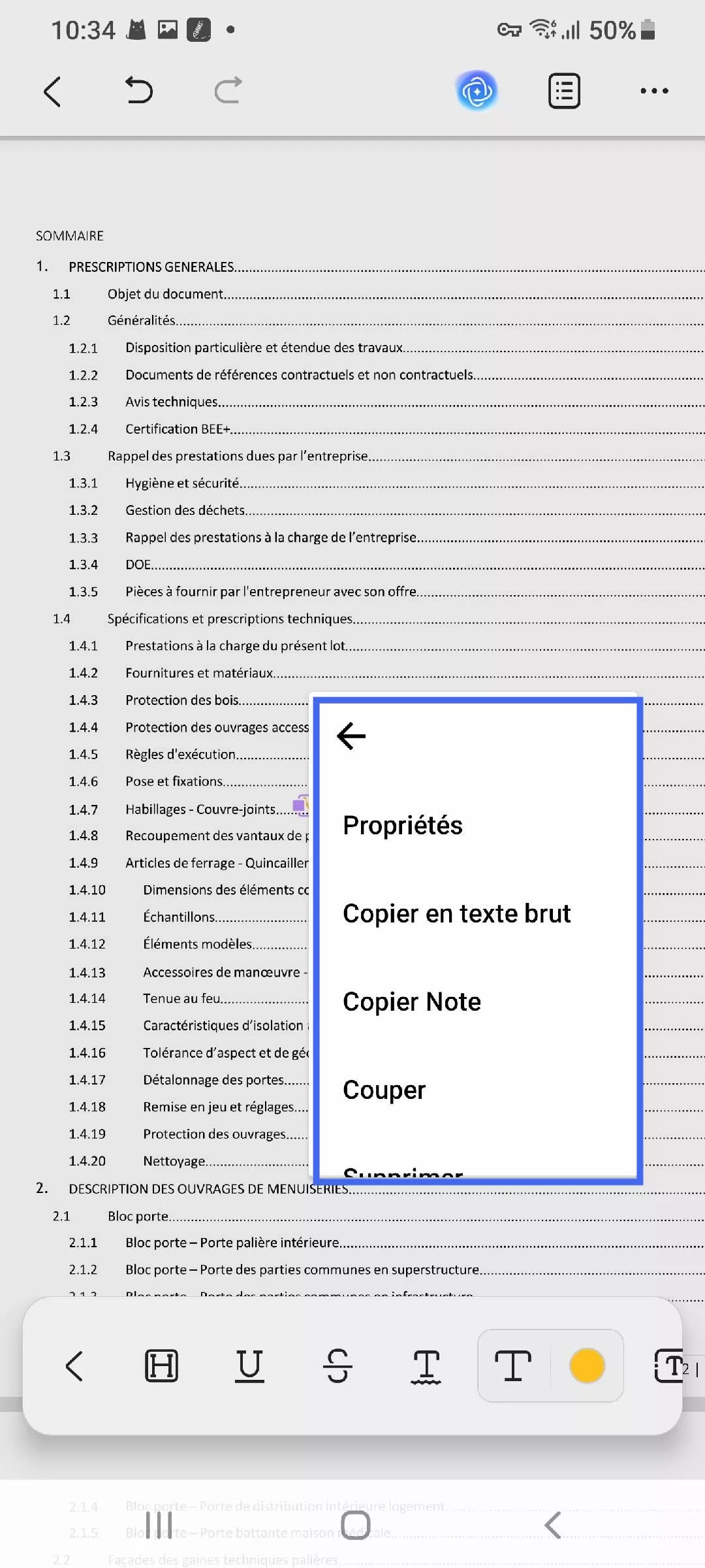 modifier le texte du commentaire