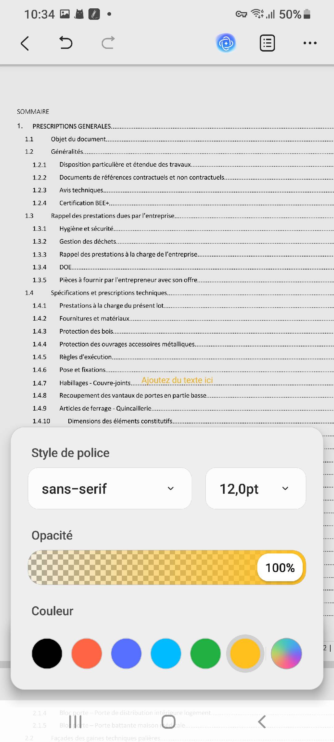 modifier le texte du commentaire