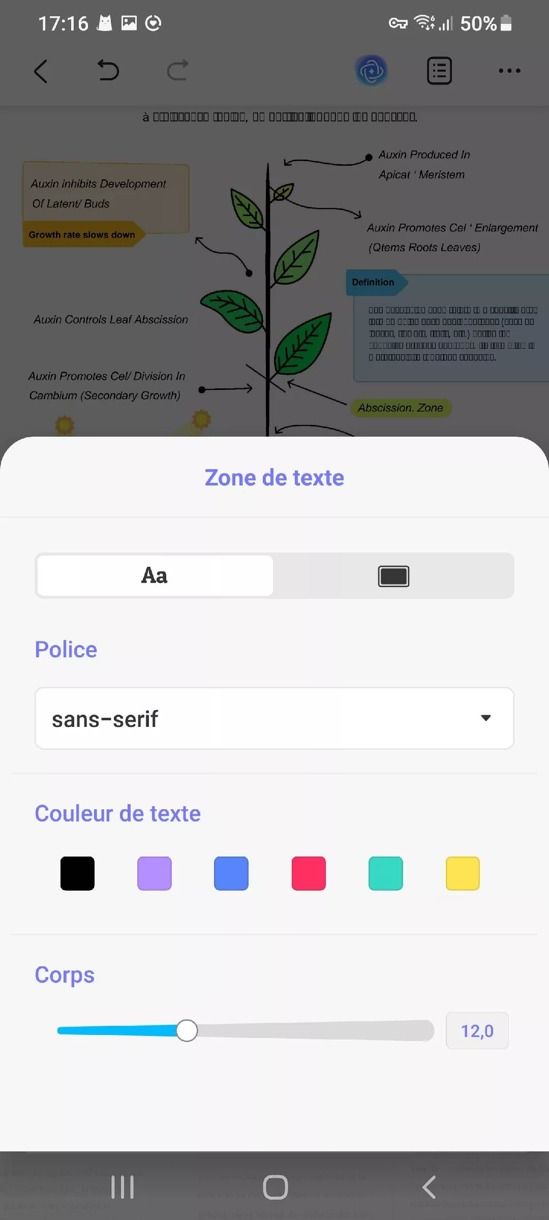 modifier une zone de texte