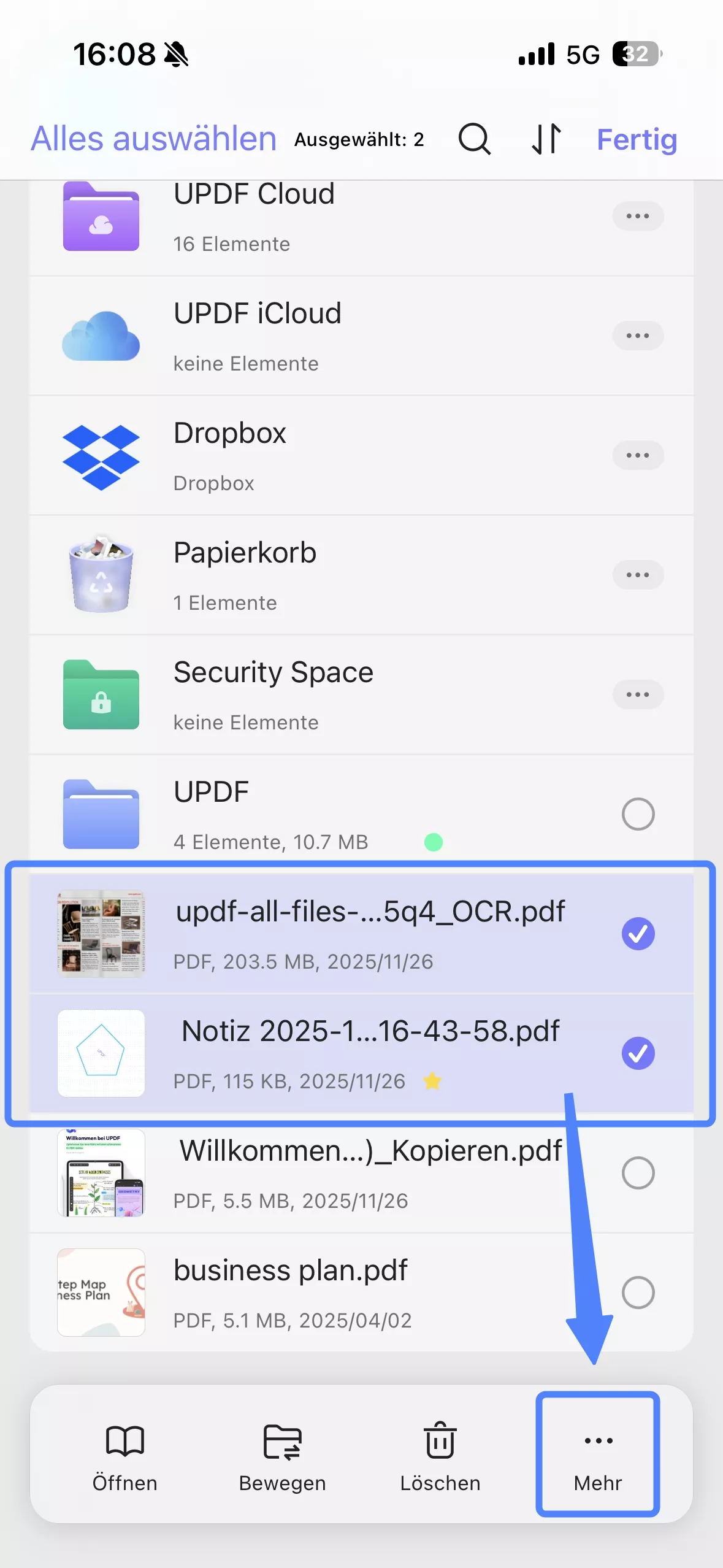 Wählen Sie die zu zippenden Dateien aus