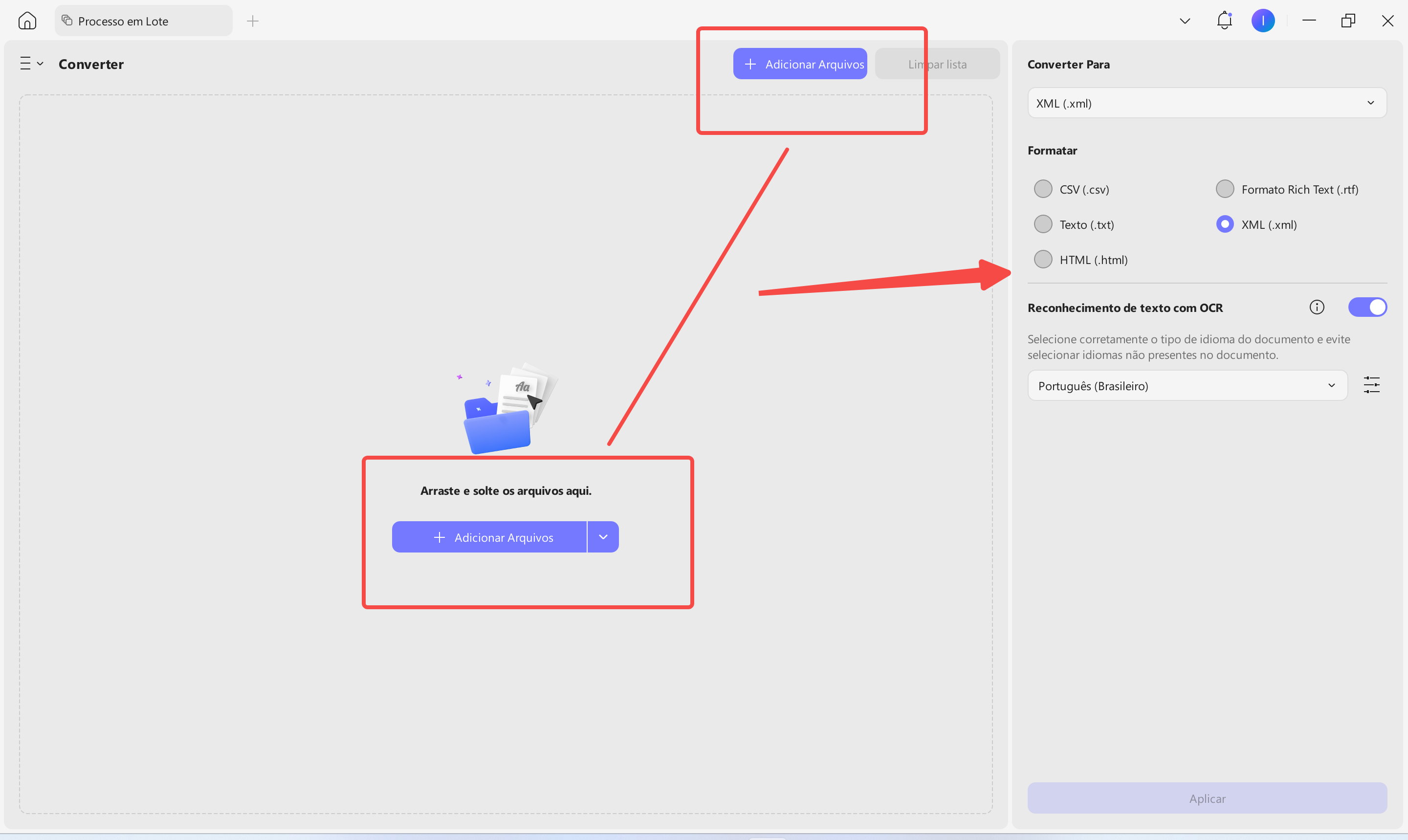 converter muitos pdfs para xml com updf