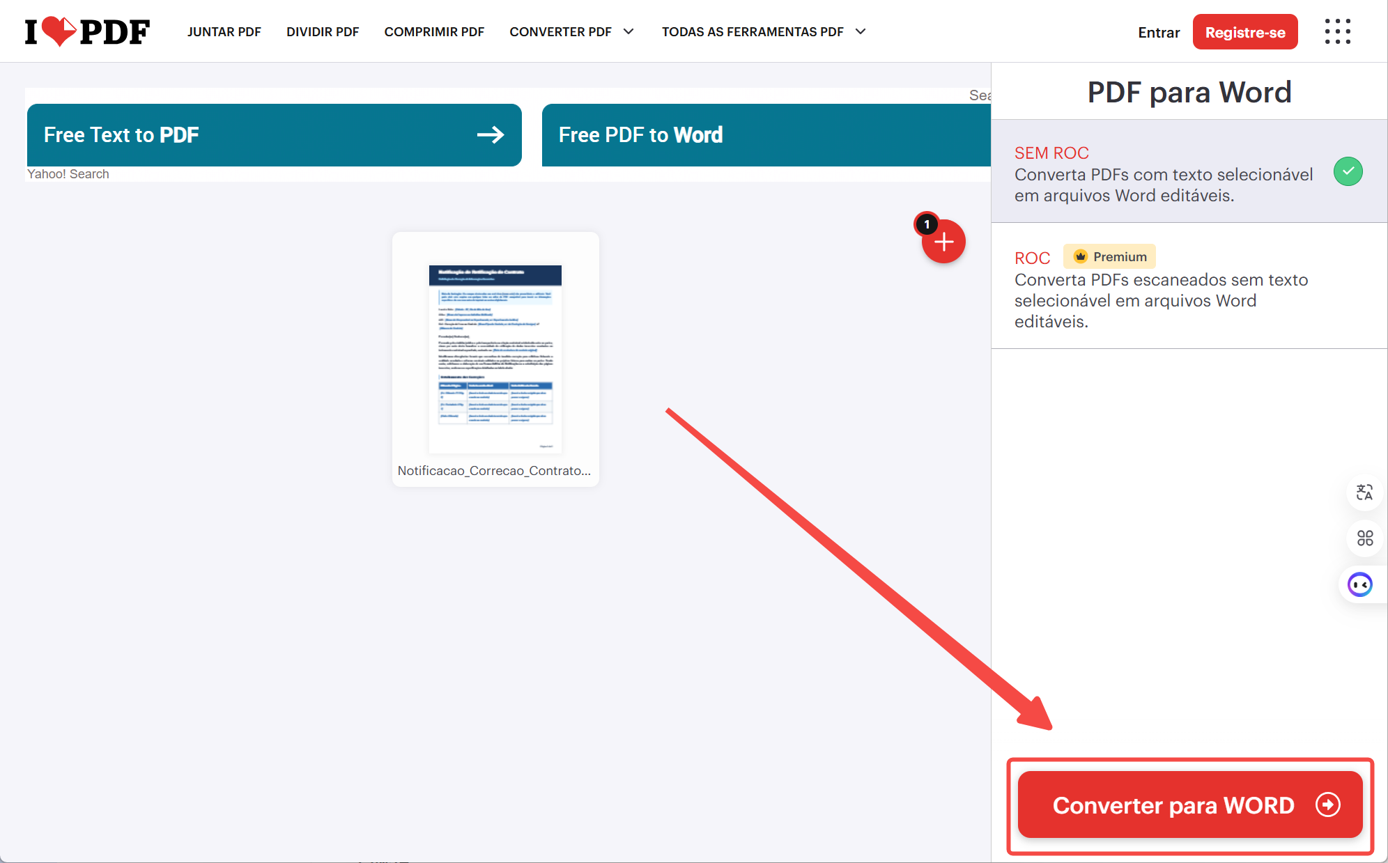 converter pdf para word com ilovepdf