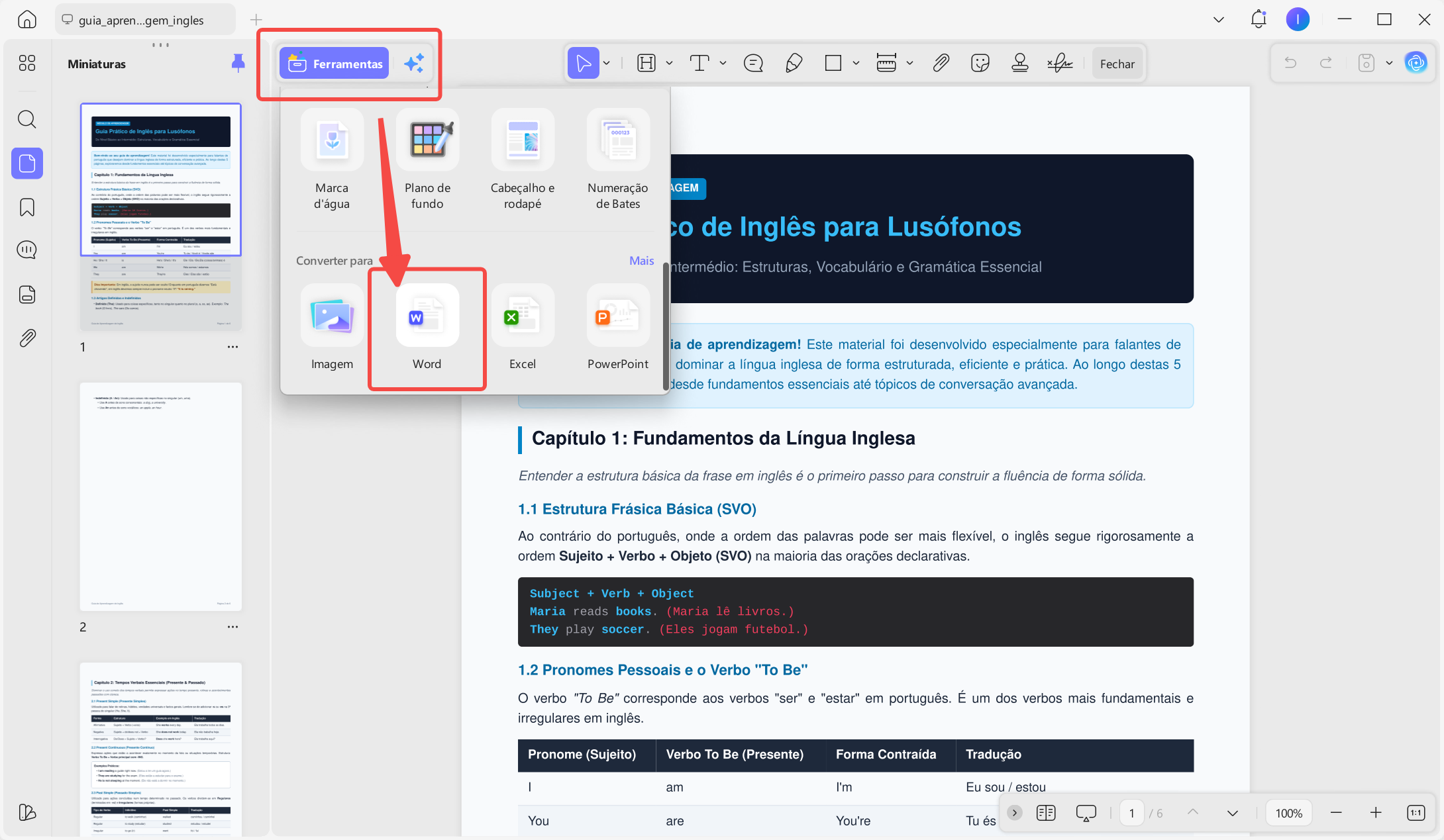 converter pdf para word no updf