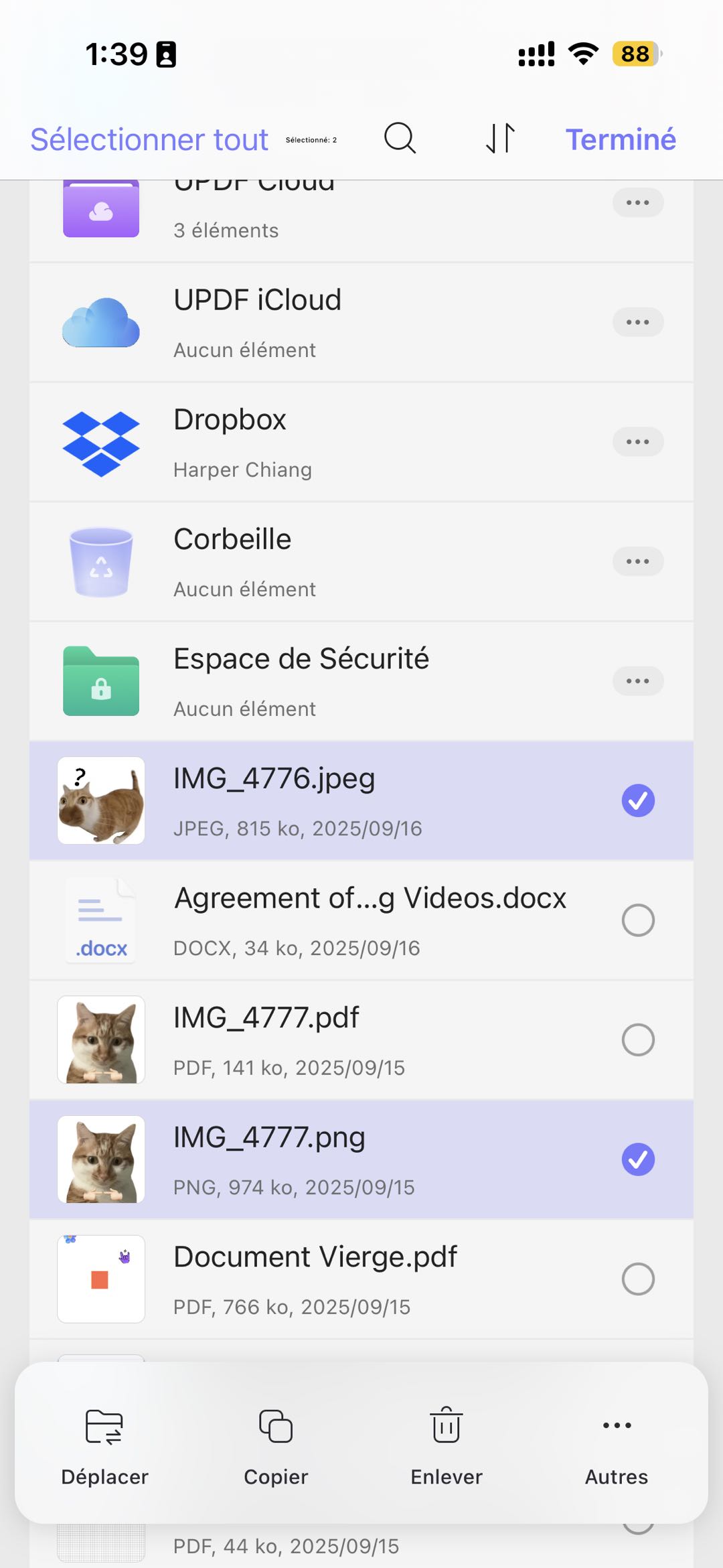 selectionner des images