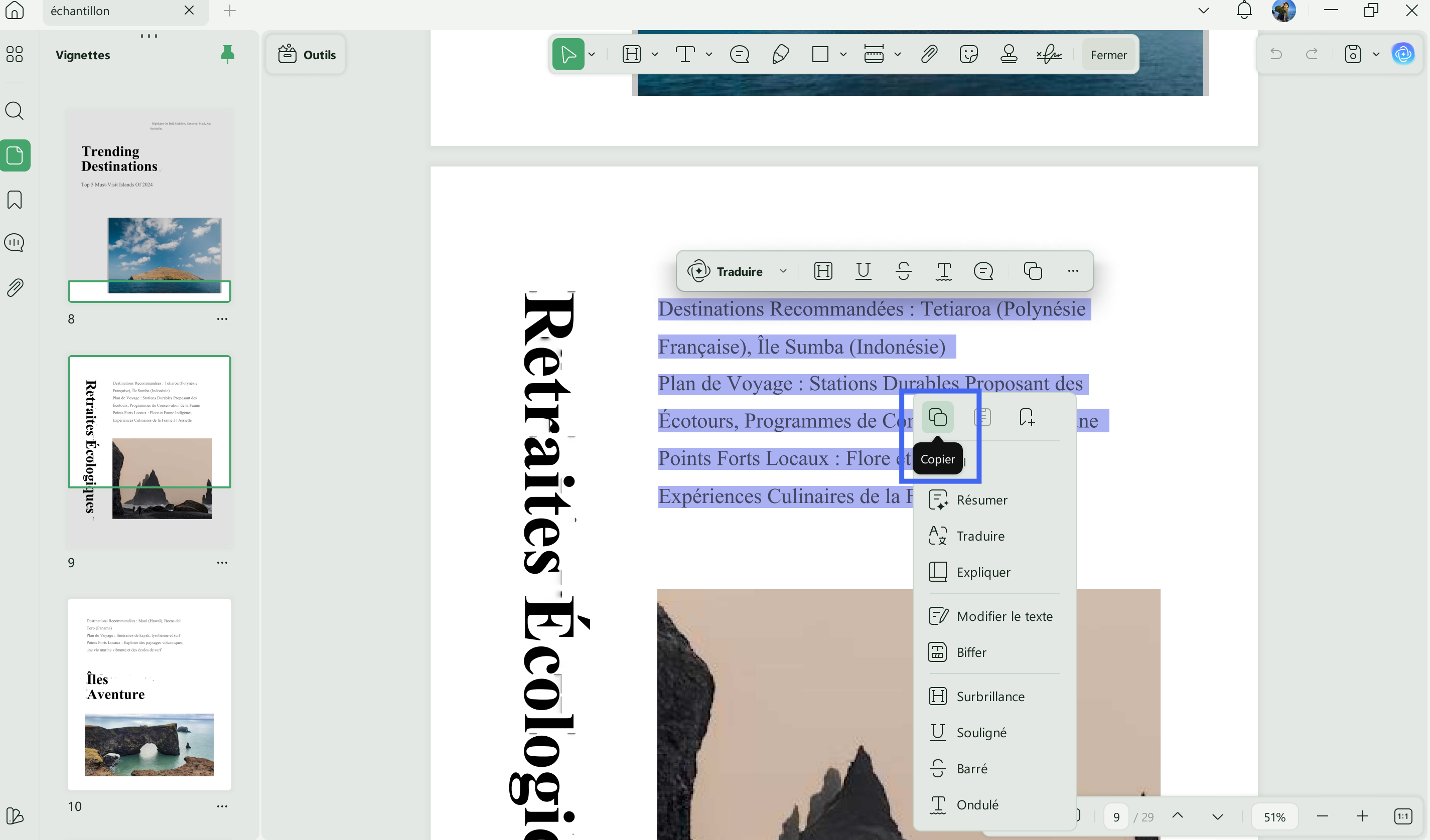 copier le texte du PDF