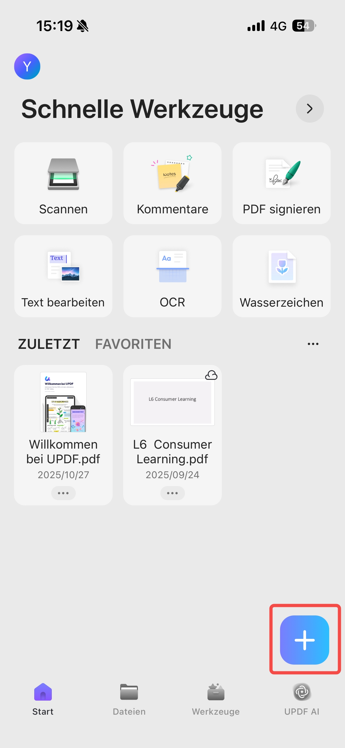 tippen Sie auf „+ “