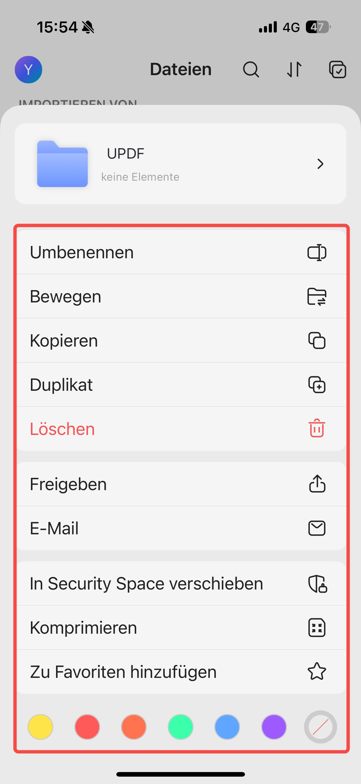 den Ordner verwalten