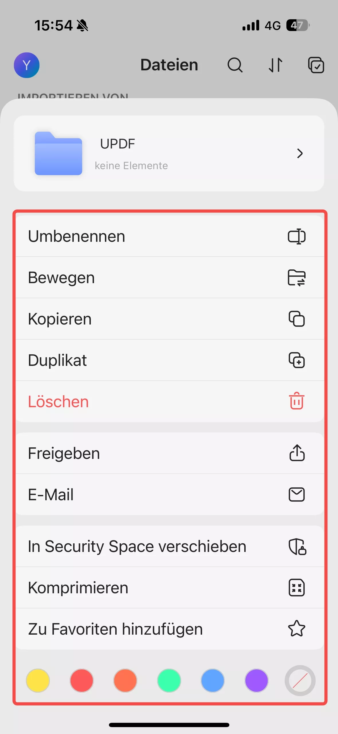 den Ordner verwalten