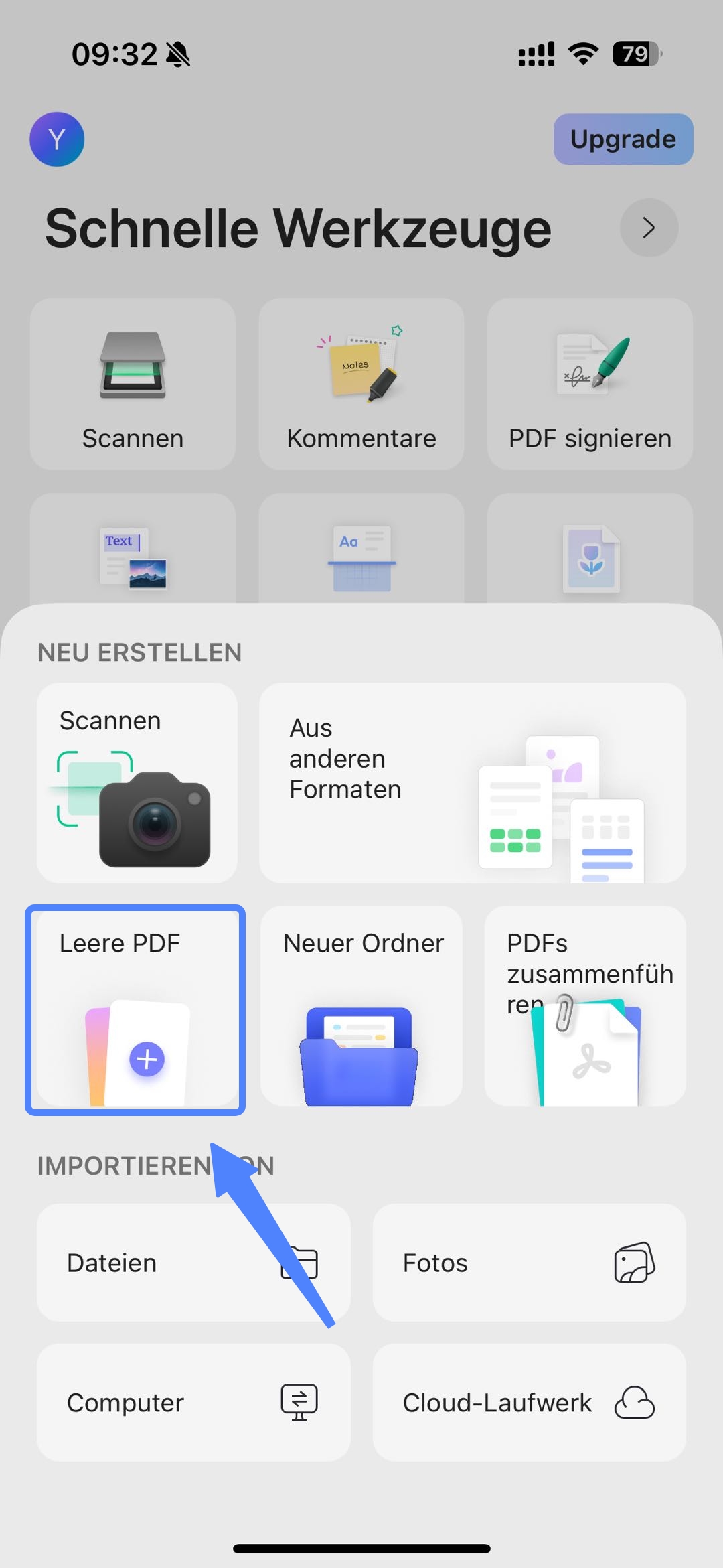 „Leere PDF“ wählen 
