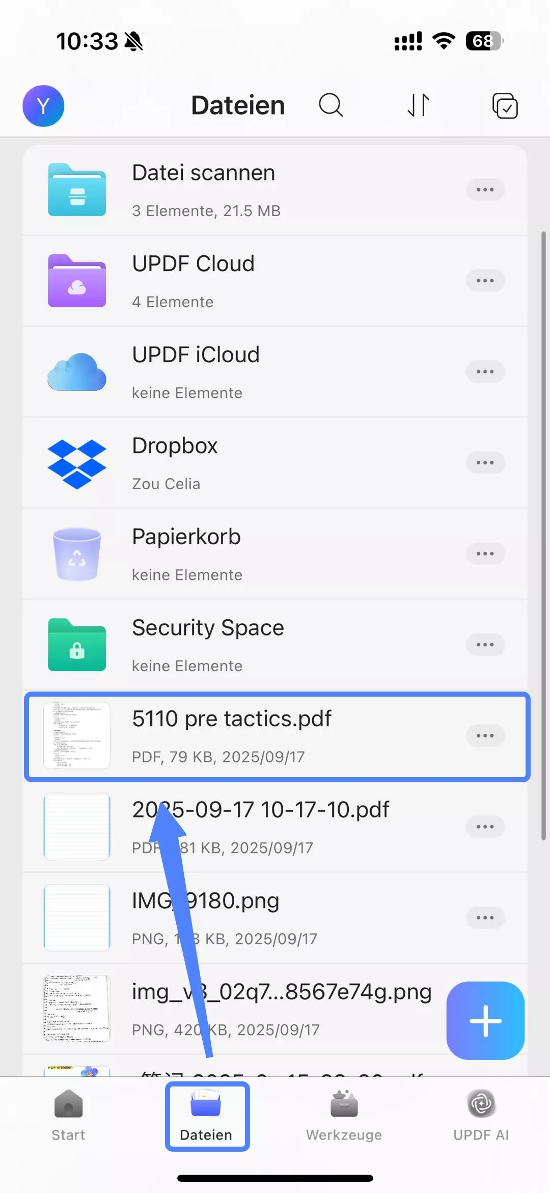 Datei für die PDF-Konvertierung auswählen