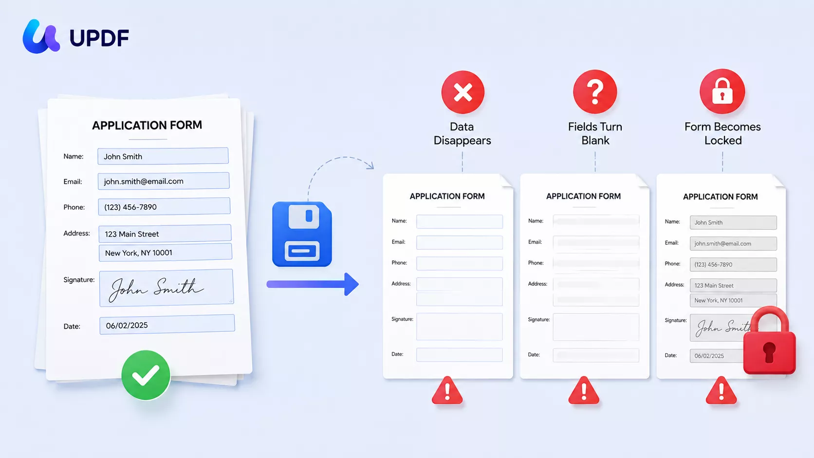 data disappear in pdf form