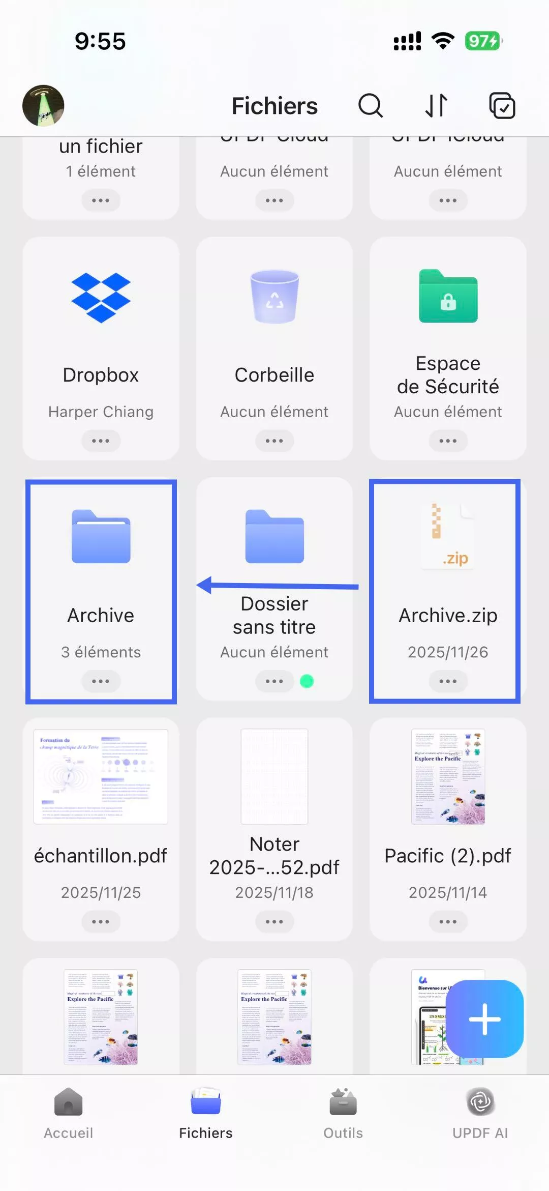 décompresser des fichiers