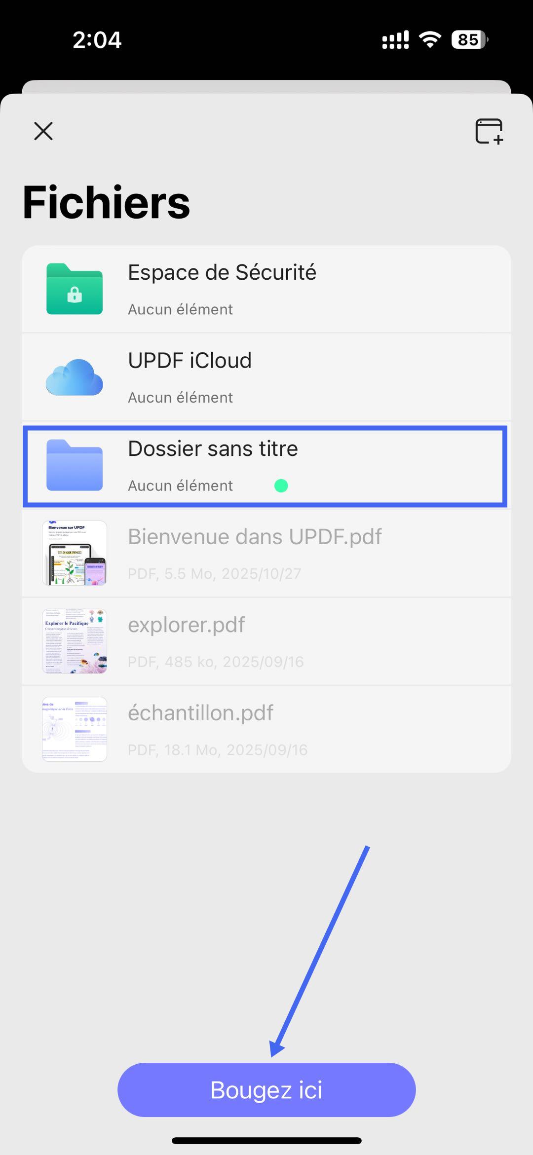 déplacer vers un nouveau dossier