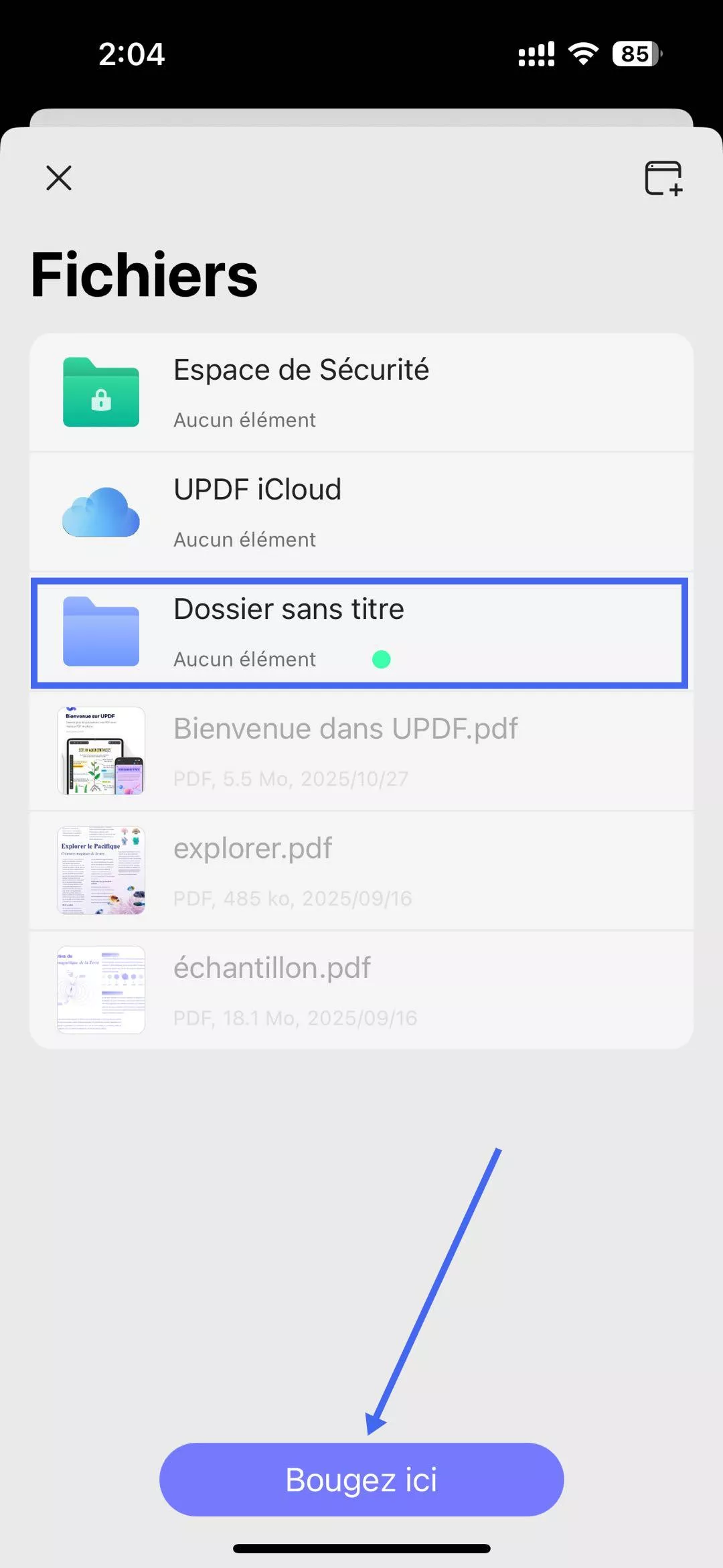 déplacer vers un nouveau dossier