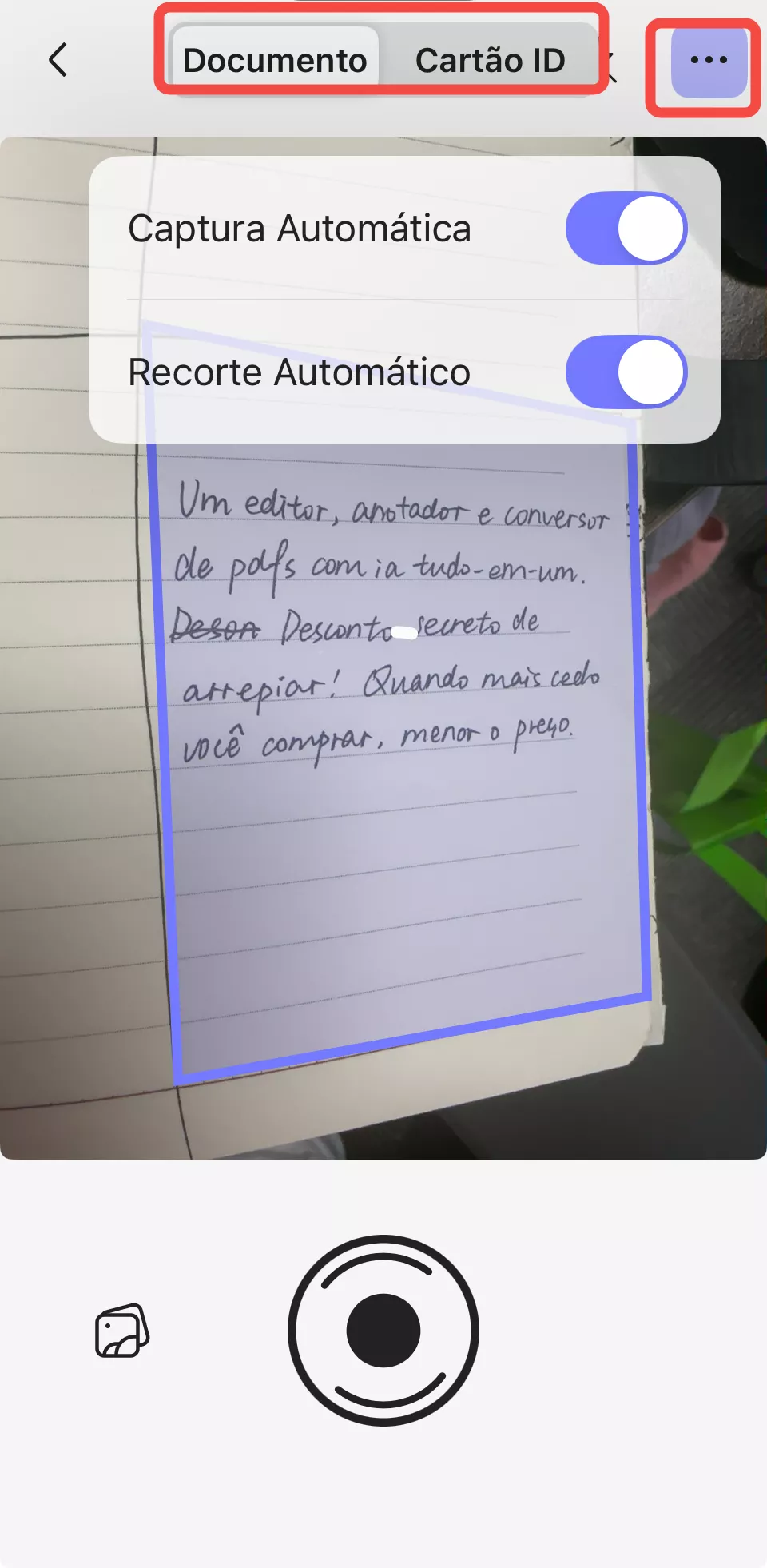 transformar texto escrito à mão em digitado