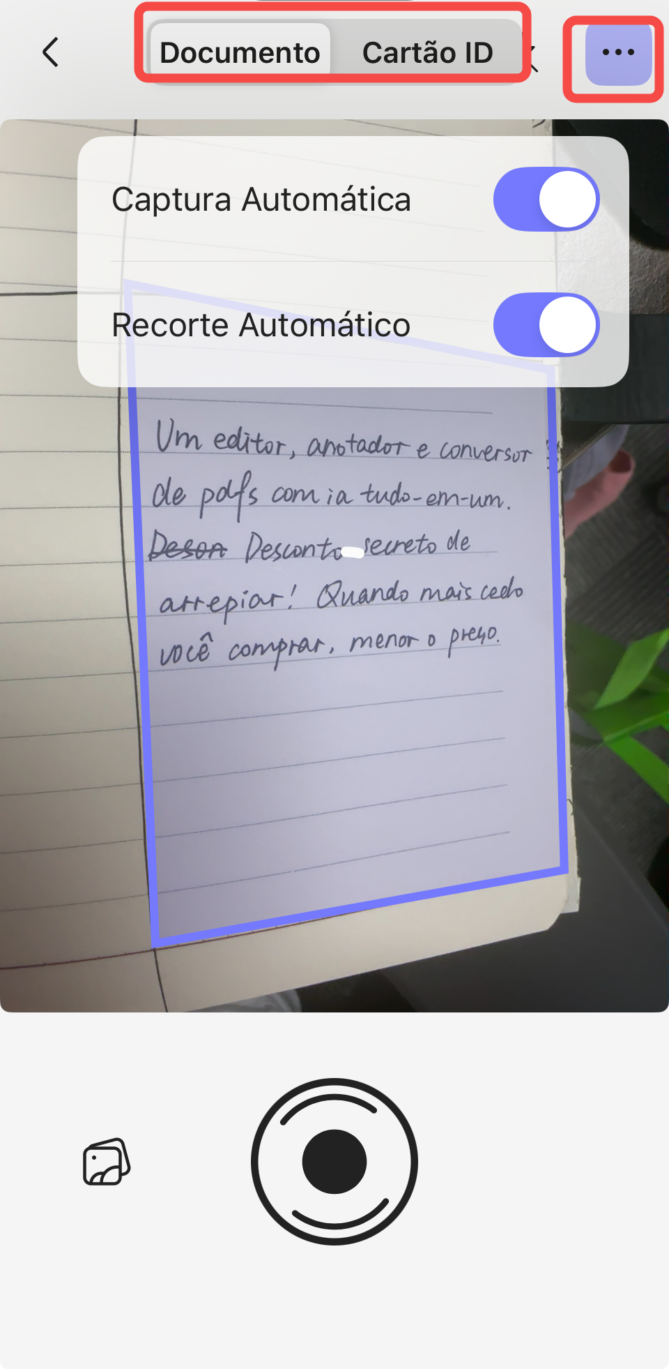transformar texto escrito à mão em digitado
