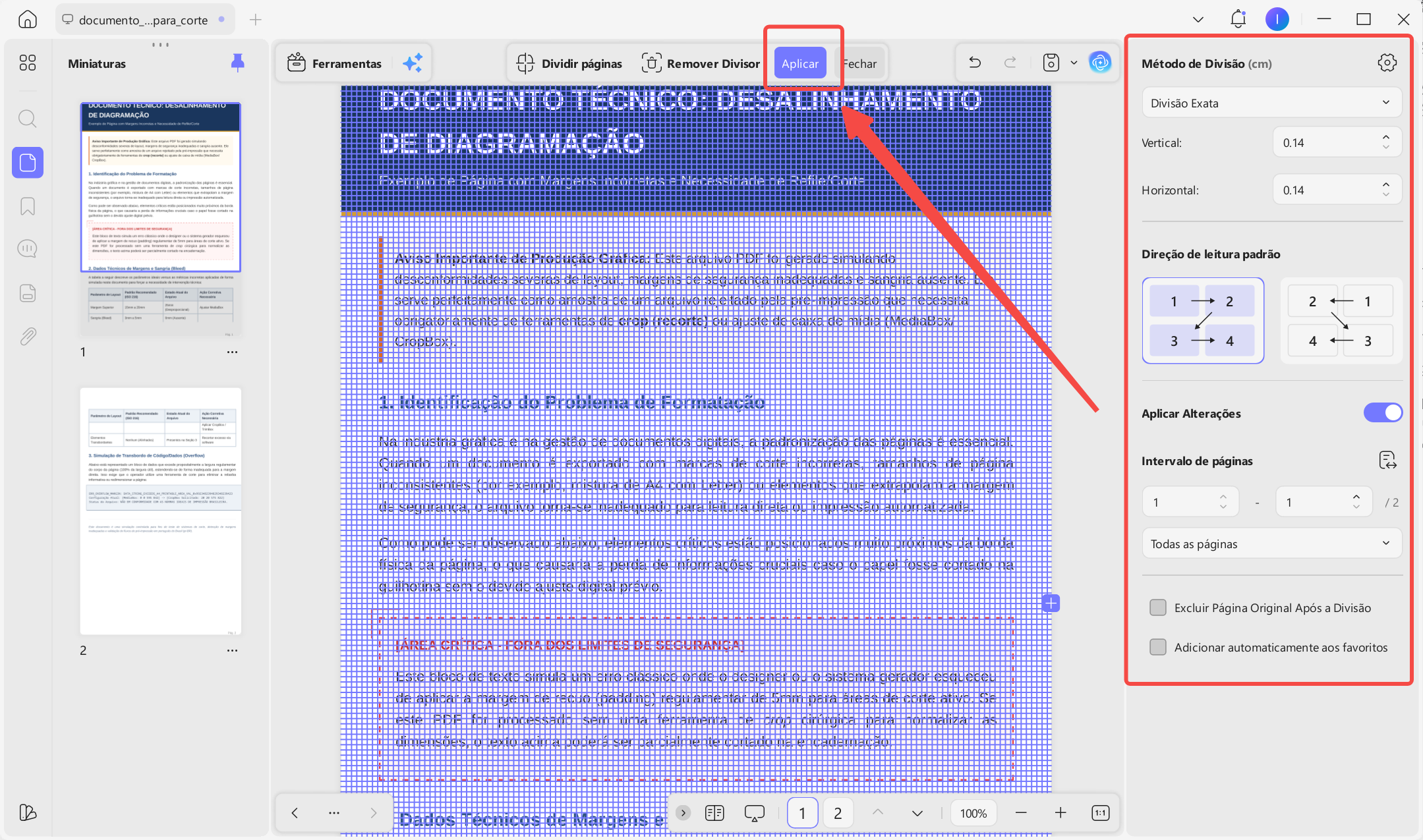 dividir pdf no updf