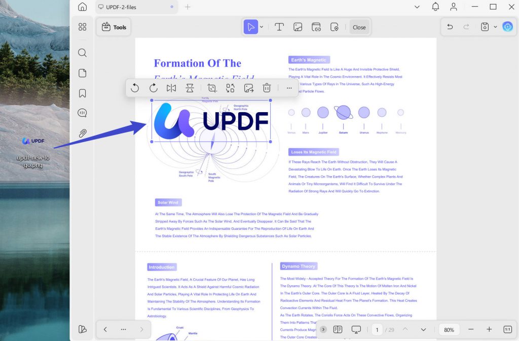 drag to add the image to pdf with updf windows