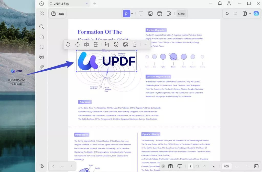 drag to add the image to pdf with updf windows