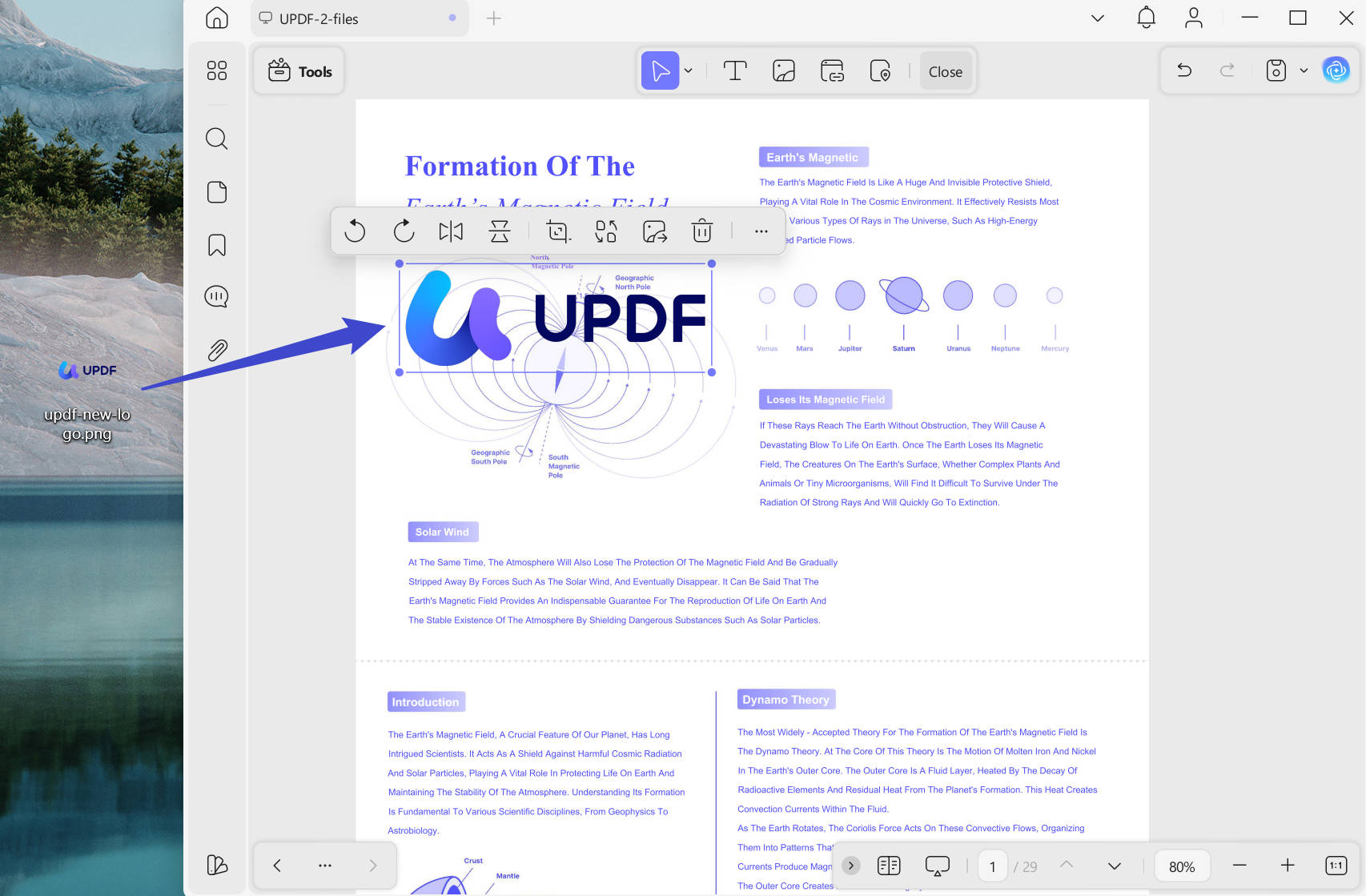 ziehen, um das Bild mit updf windows zu pdf hinzuzufügen